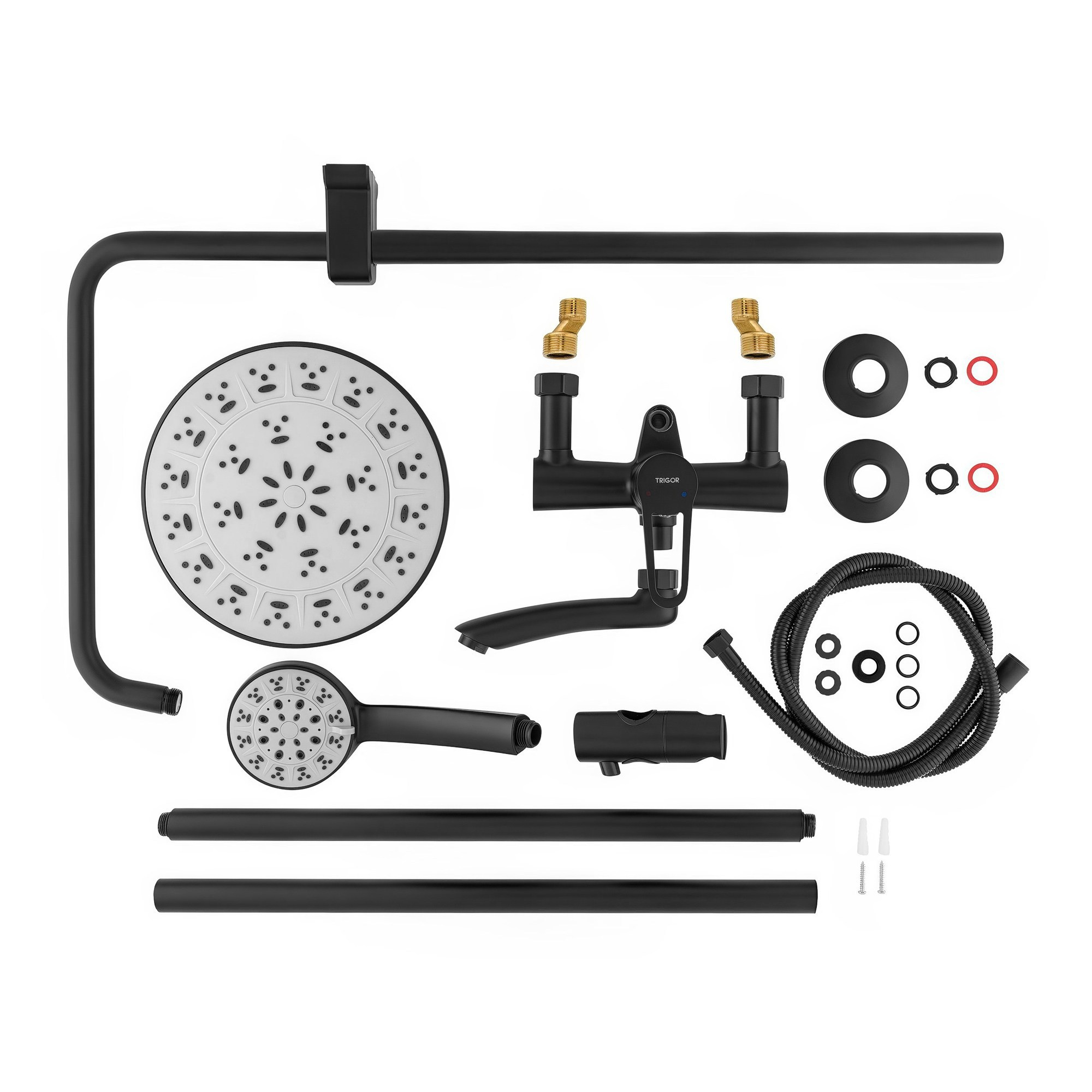 Элементы душевой стойки и комплектация