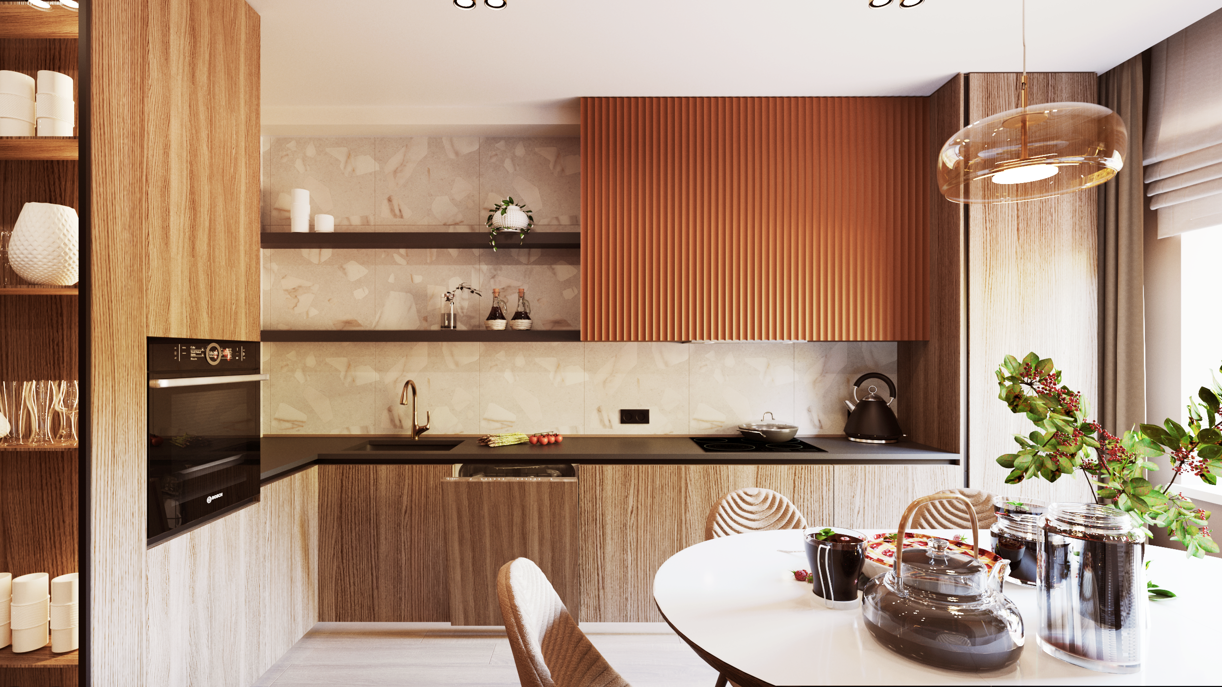 Терракотовый интерьер в Красноярске. Интерьерный дизайнер и художник. Локация в г. Екатеринбурге беру проекты в разных странах