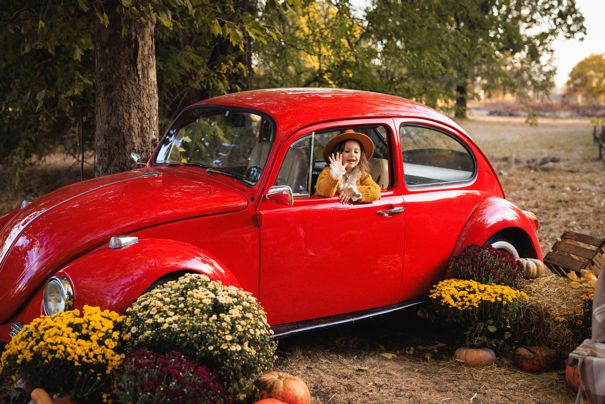 Осенняя фотосессия с Ретро автомобилем в городе Краснодаре. Семейный и детский фотограф в Краснодаре Анна Трашкова