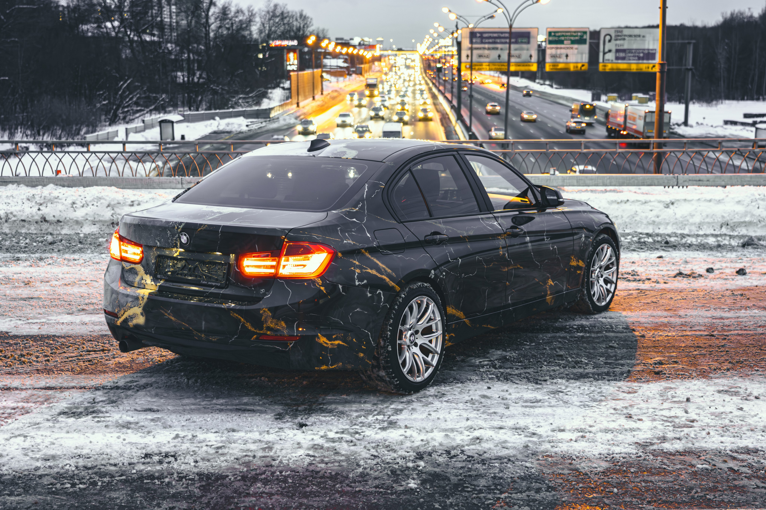 Винилография на BMW 3 F30. Студия дизайна и оклейки авто Barmaley Design