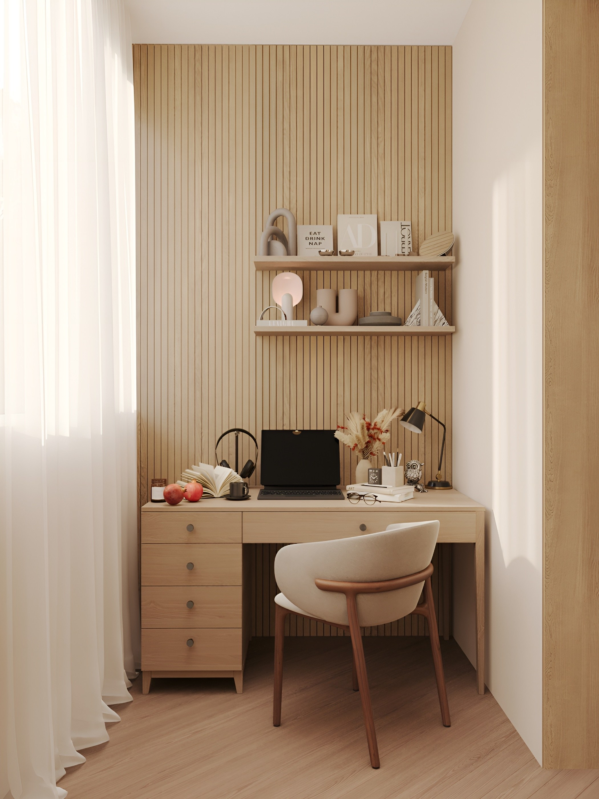 Спальня-кабинет. 3D Визуализация интерьеров жилых и коммерческих помещений