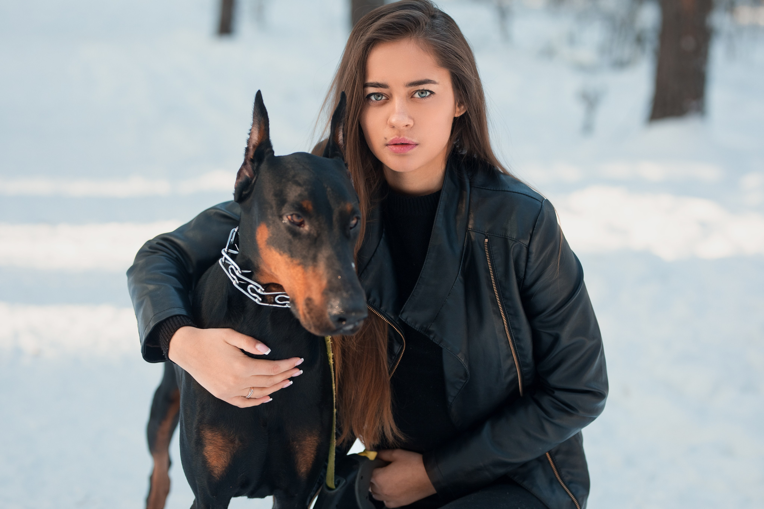 Зимняя съемка в лесу с доберманом с Ольгой в формате для «себя»