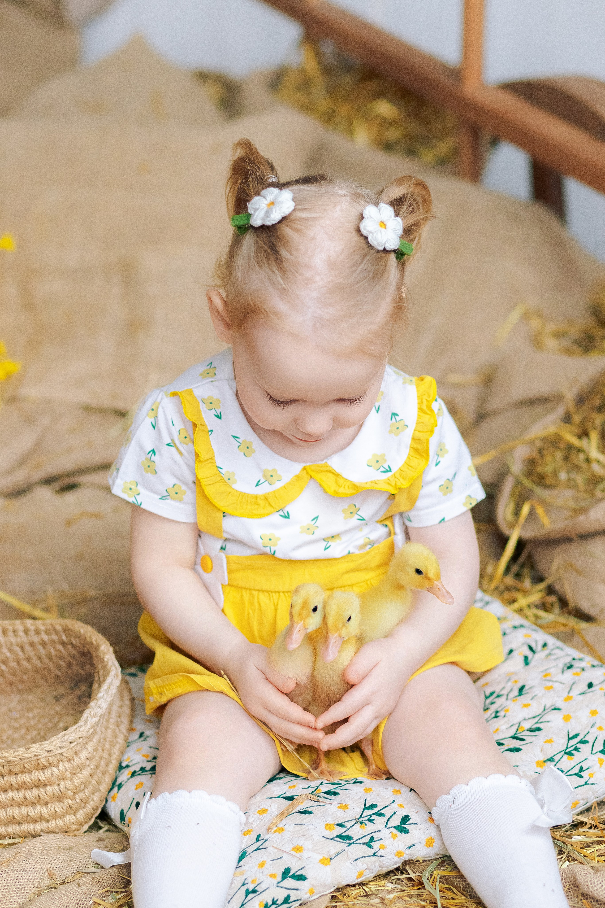 Пасхальная фотосессия с утятами в студии. Семейный фотограф Анна Скворцова