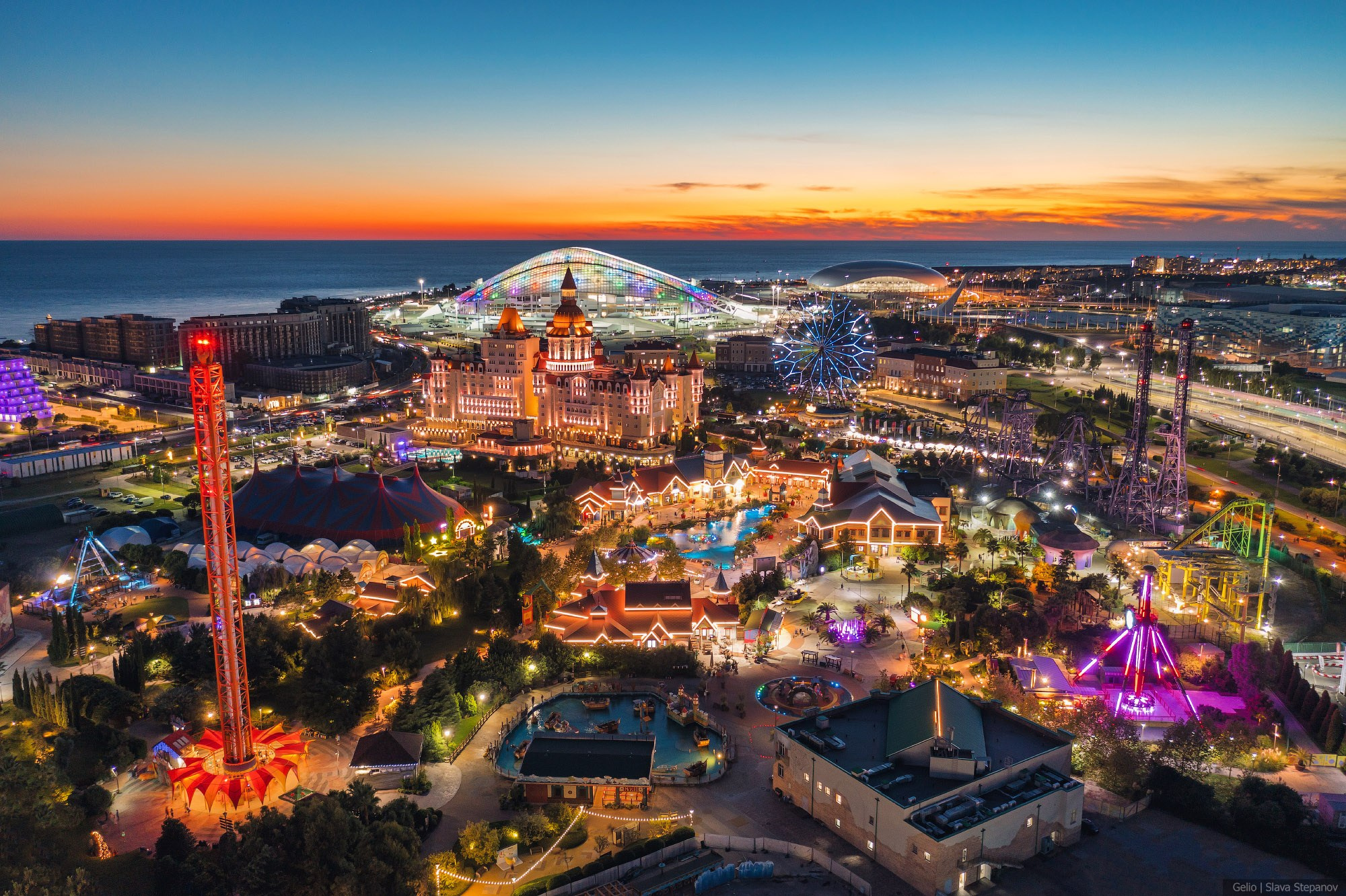 Адлер, парк развлечений, сочи с высоты