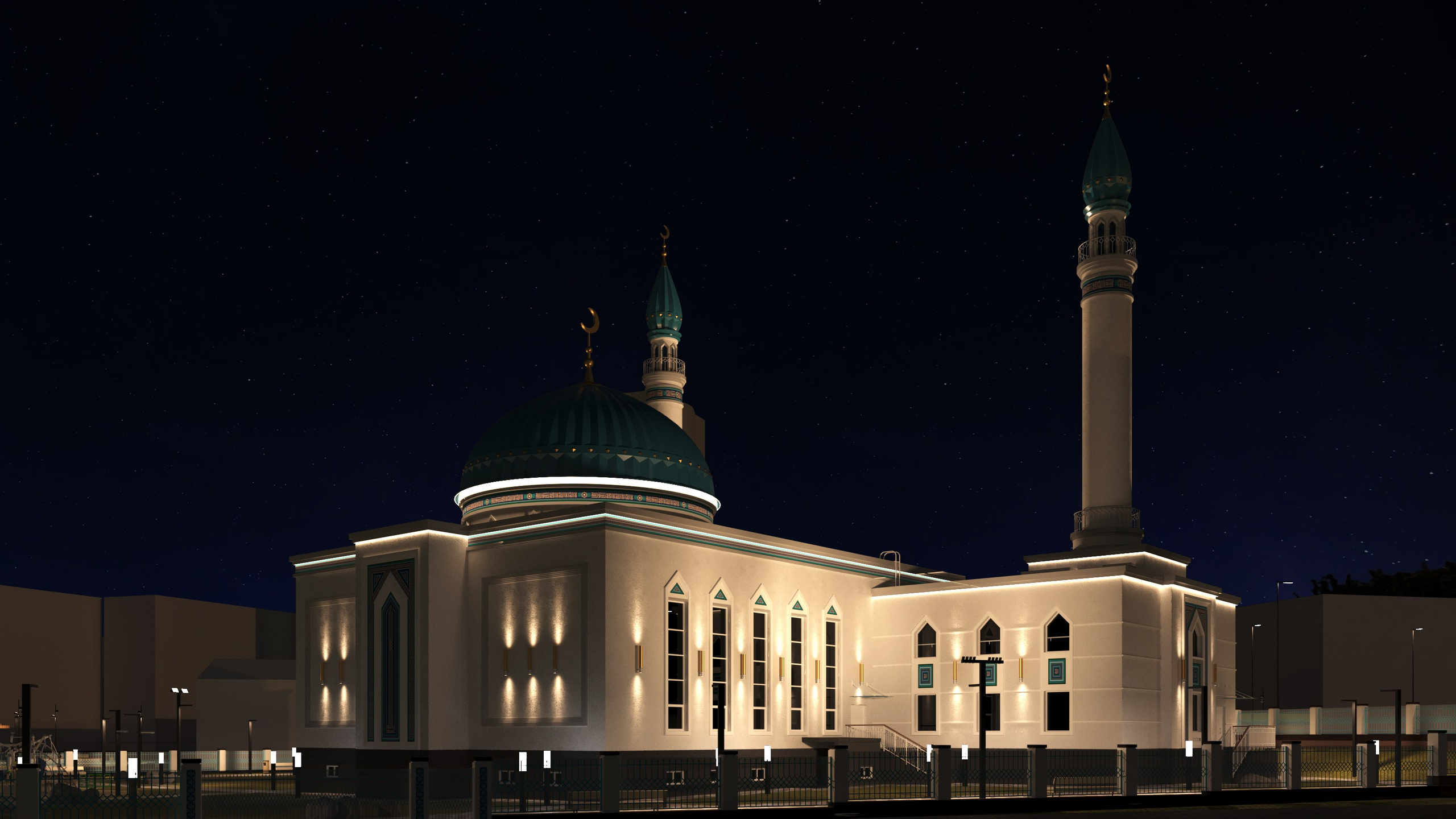 Визуализация подсветки мечети на улице Дубравная. Архитектор-дизайнер в Казани