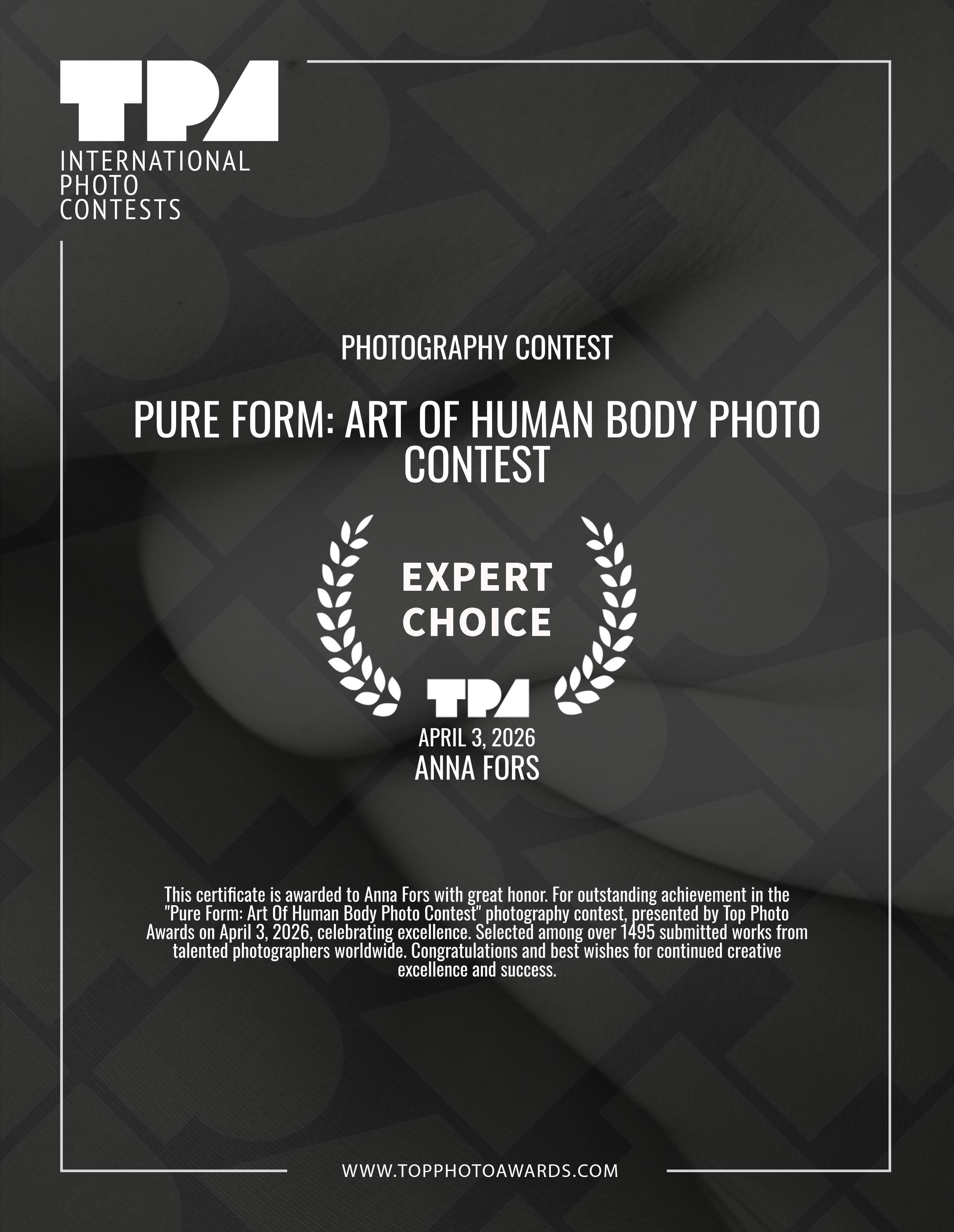 Награды фотохудожника Анны Форс — Победитель BICFP, TopPhotoAwards и финалист Liquida Grant
