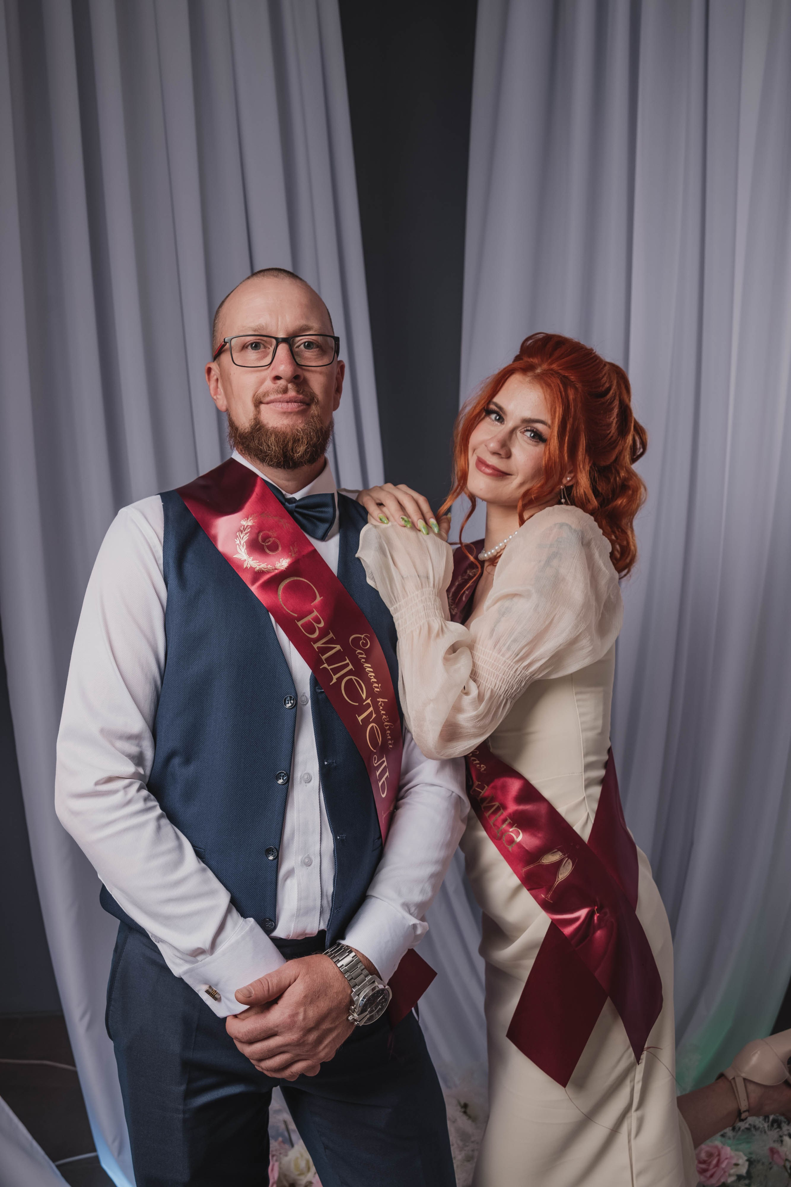 Свадебная фотосессия в фотостудии г. Саратова Яна и Сергей 28.08.2024. Свадебный фотограф, портретный фотограф в Москве и Саратове Оксана Анциферова