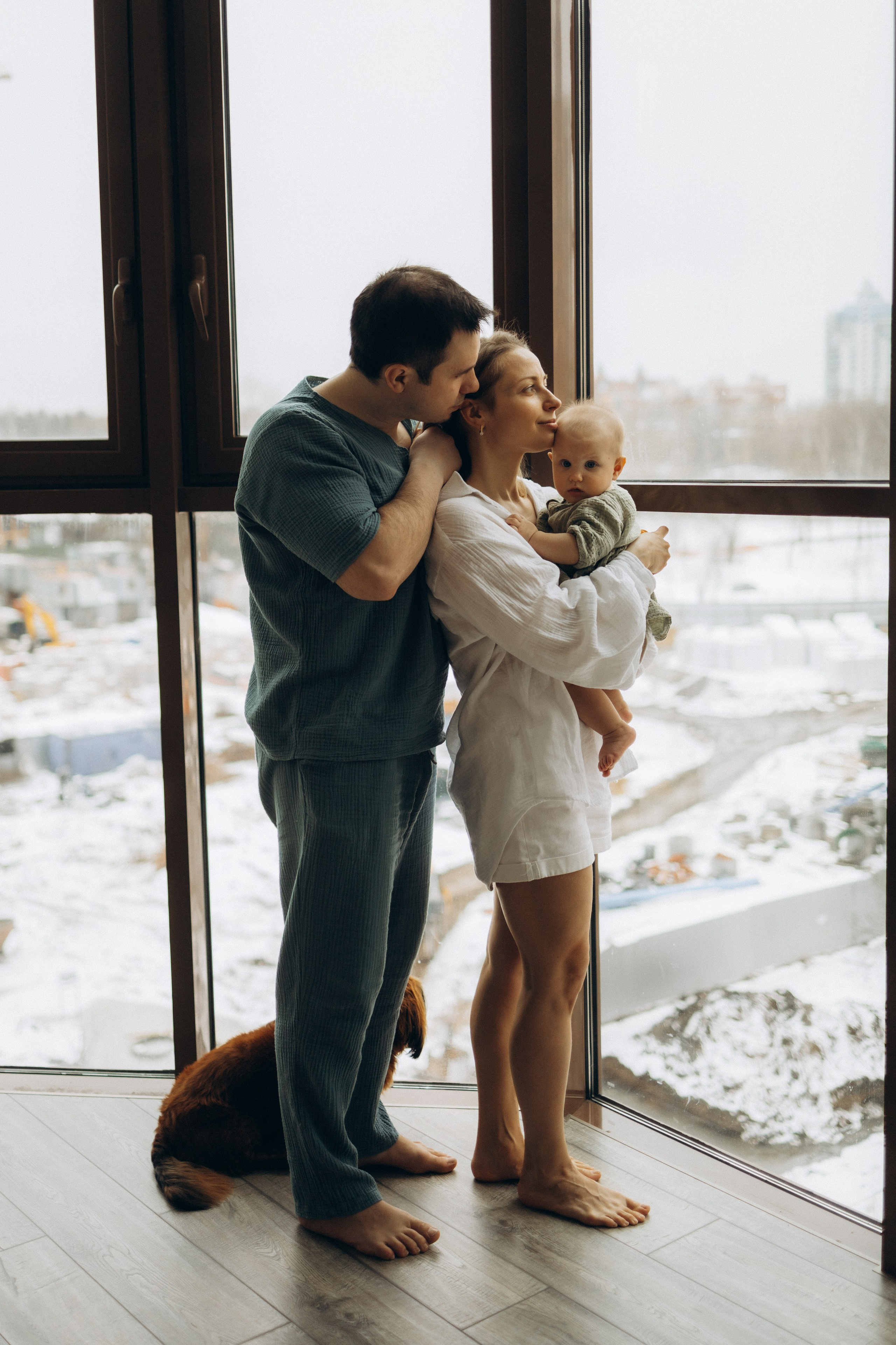 Полина, Максим и малышка Нина. Семейный, домашний, ньюборн фотограф Москва Цветкова Елизавета