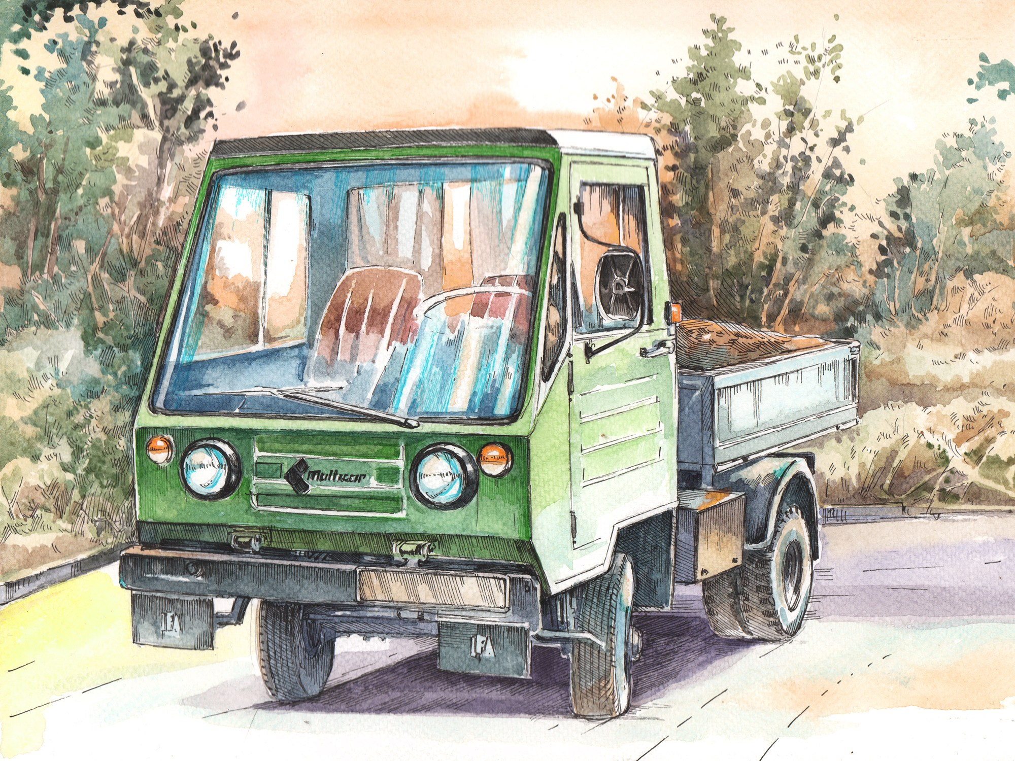 Легковые и грузовые автомашины СССР. Художник Александр Петрунин