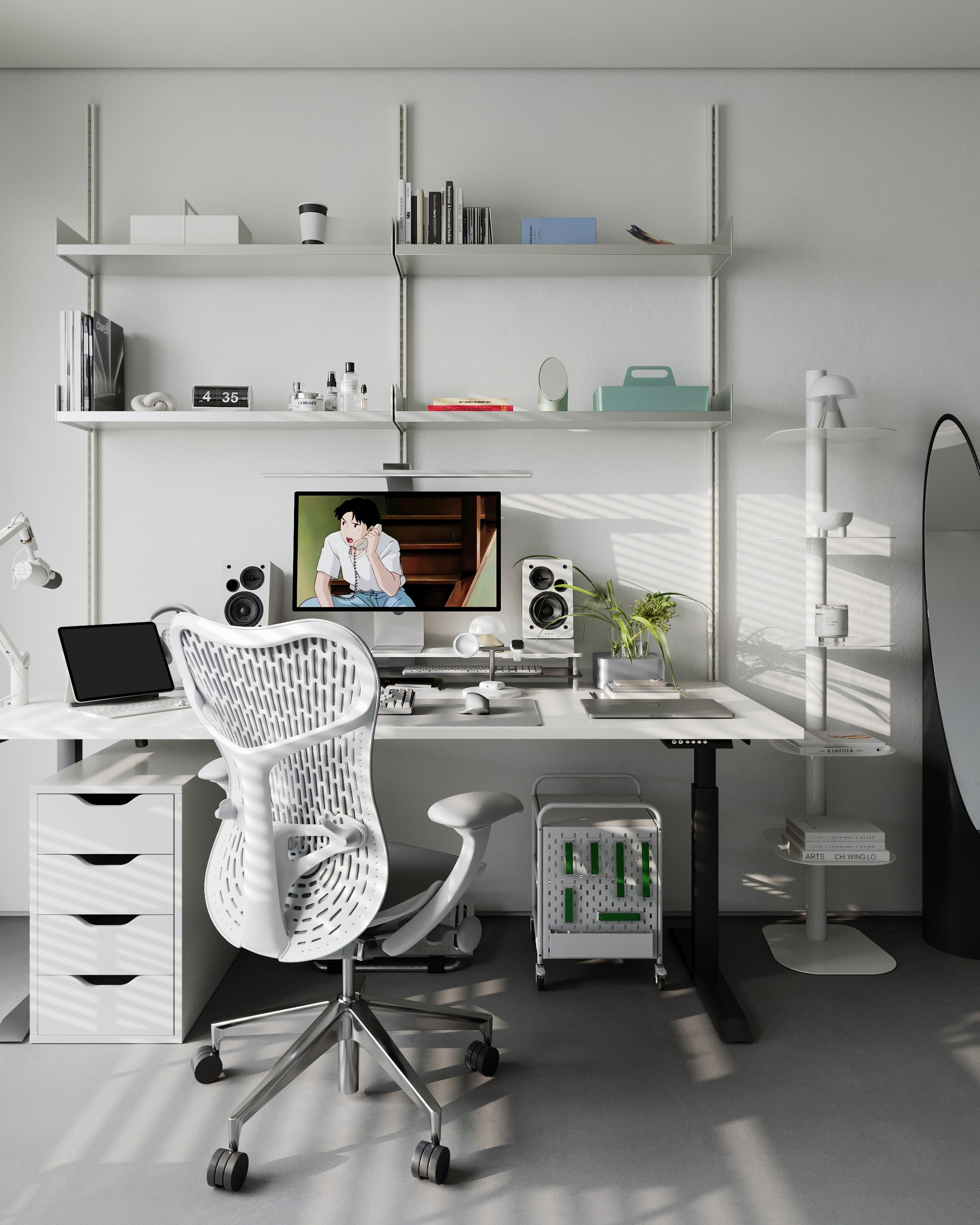 WHITE HOME OFFICE. 3D визуализация интерьера eugene7even