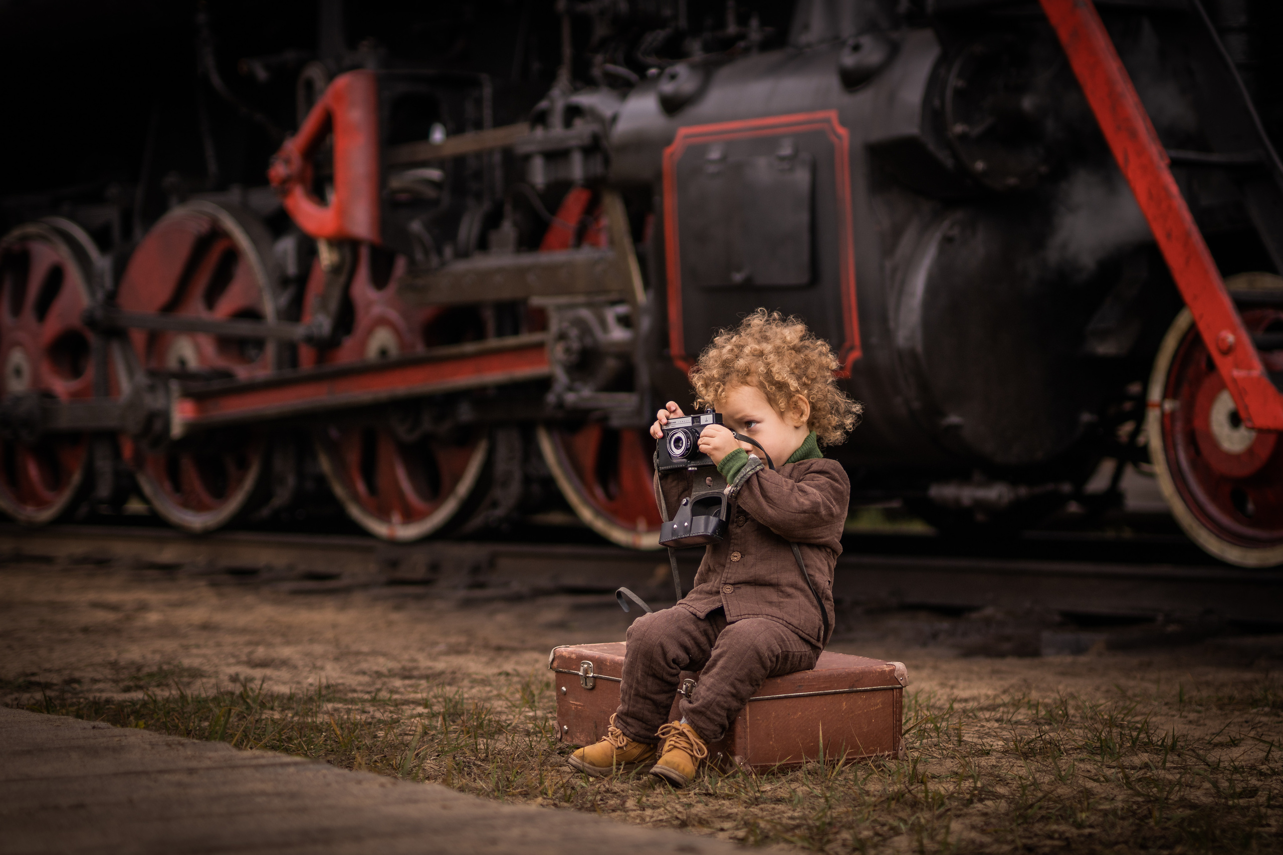 Паровозы, дети, осень. Семейный фотограф Ефремова Виктория