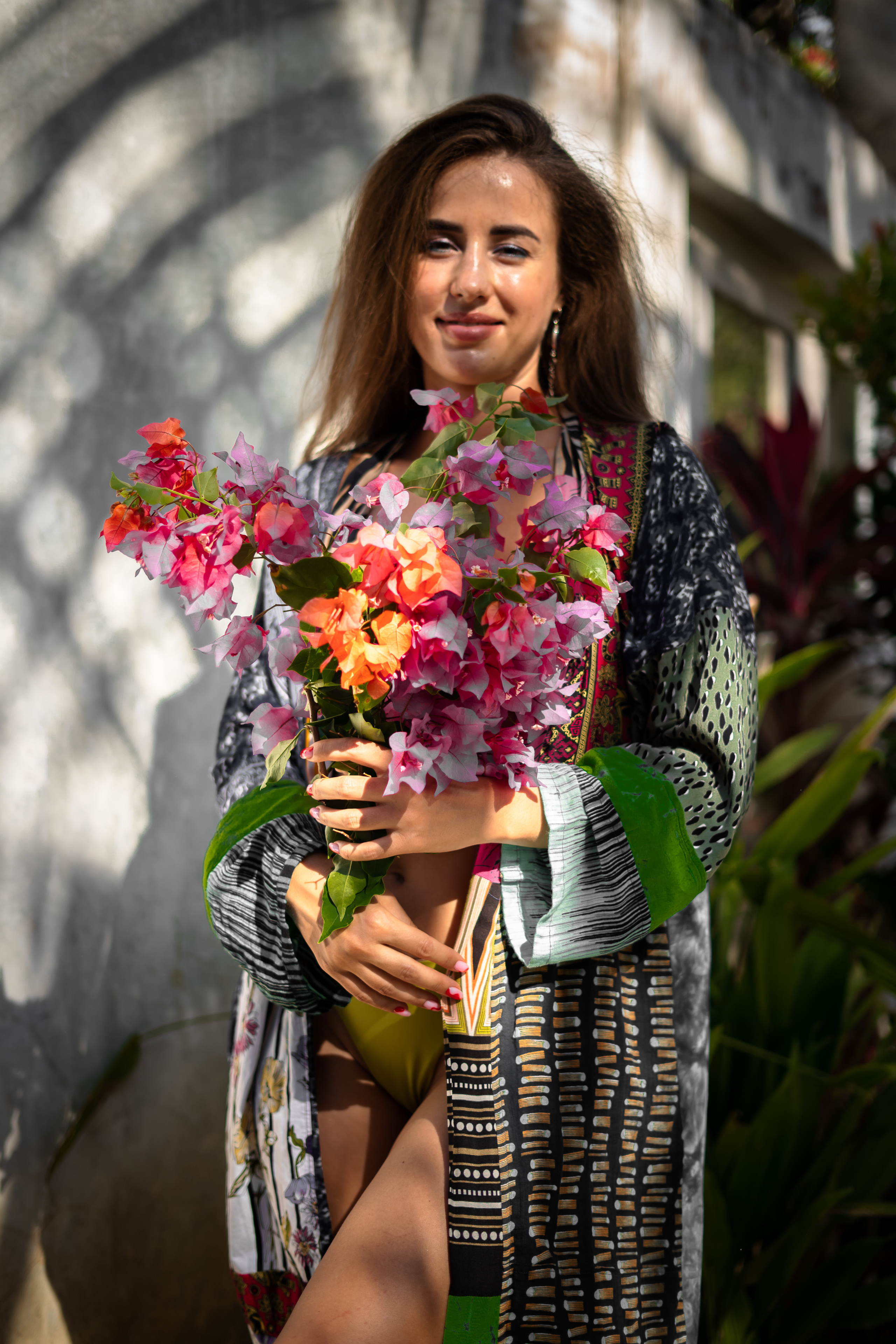 beauty with a bouquet