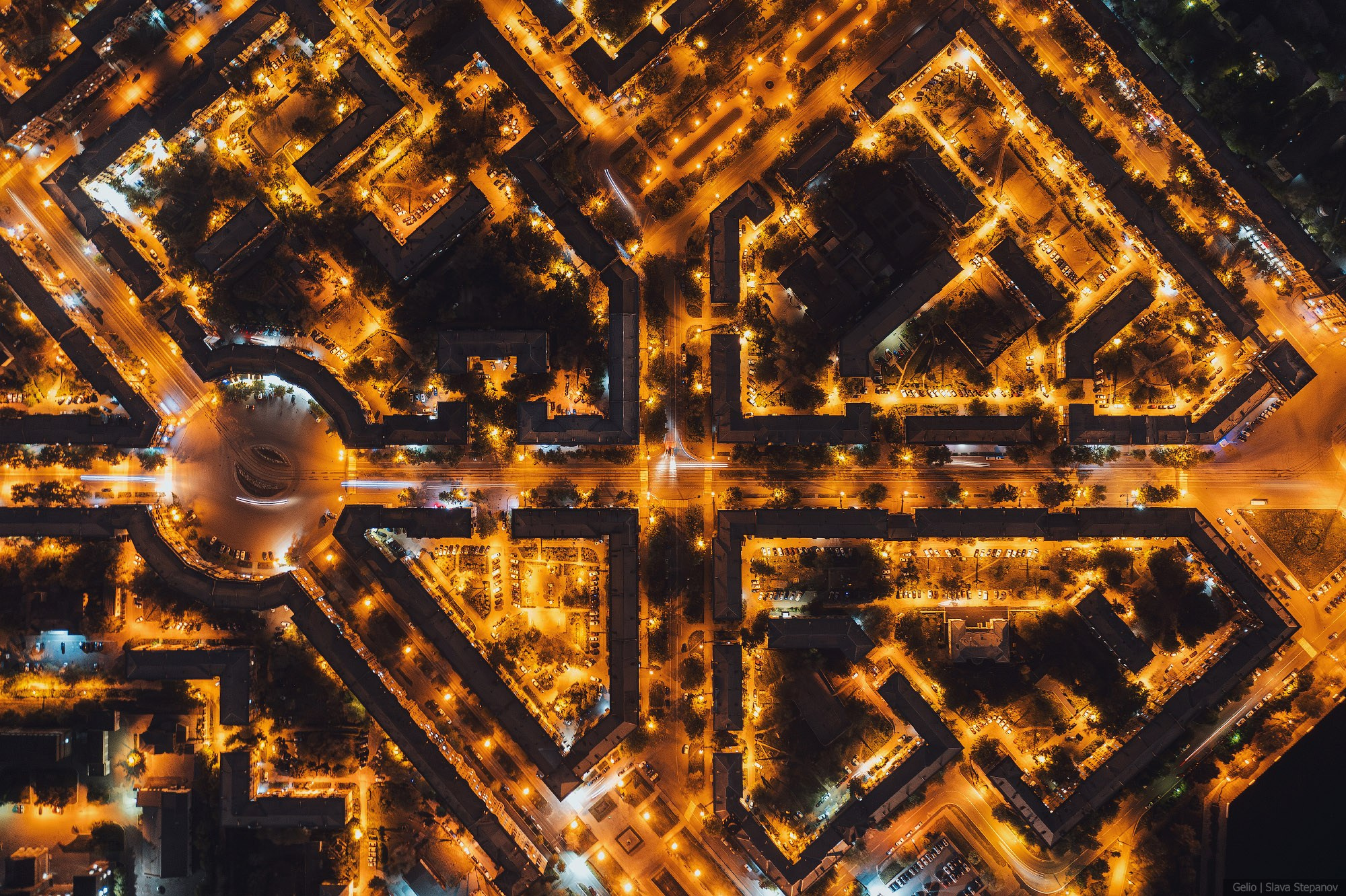 Магнитогорск, застройка города, архитектура, старые кварталы с высоты