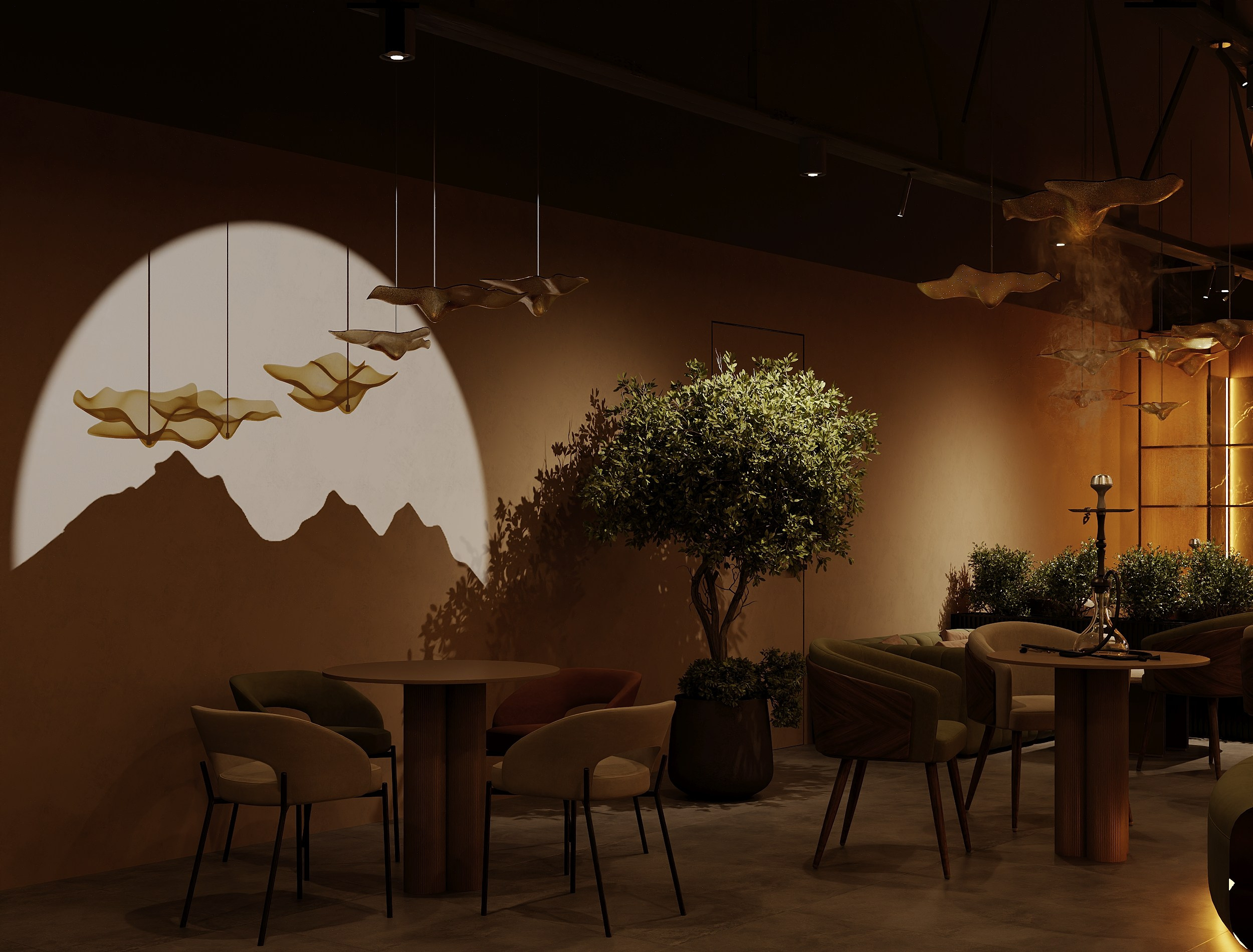 Кальянная Oazis Lounge. Студия дизайна интерьера в Москве T.Art Design