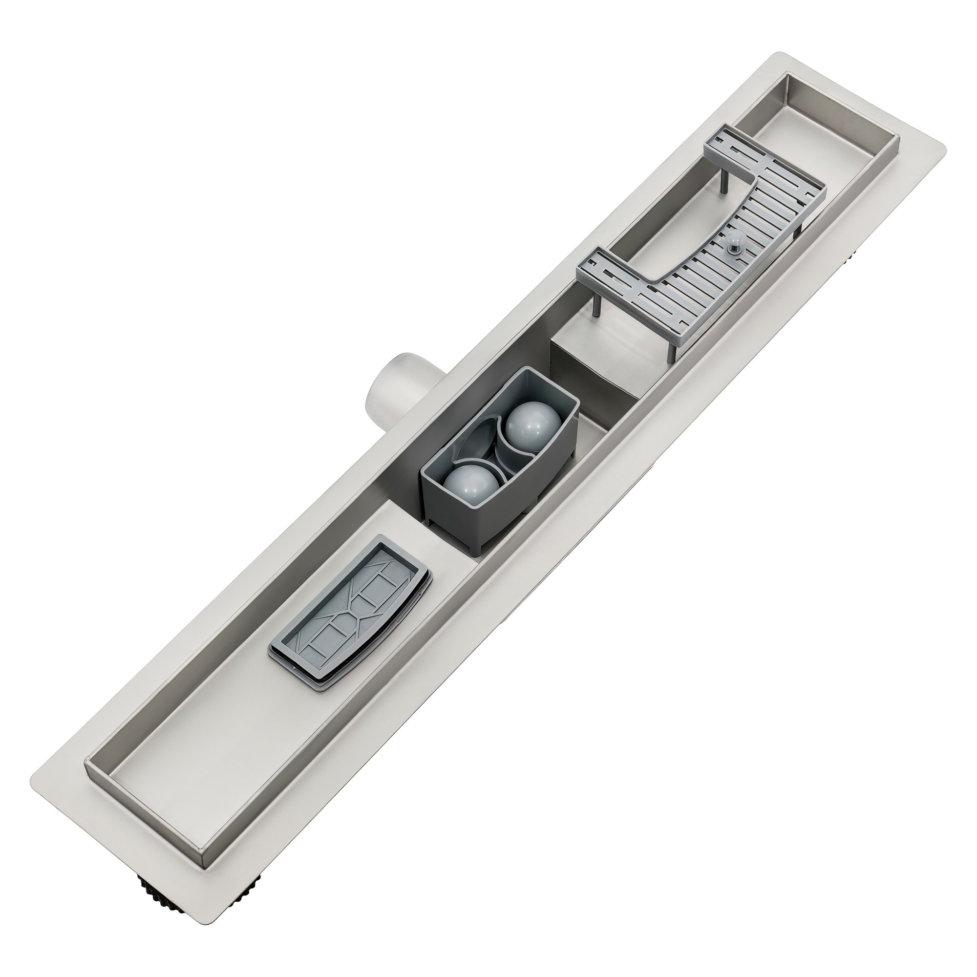 Душевой трап, устройство гидрозатвора, сатин