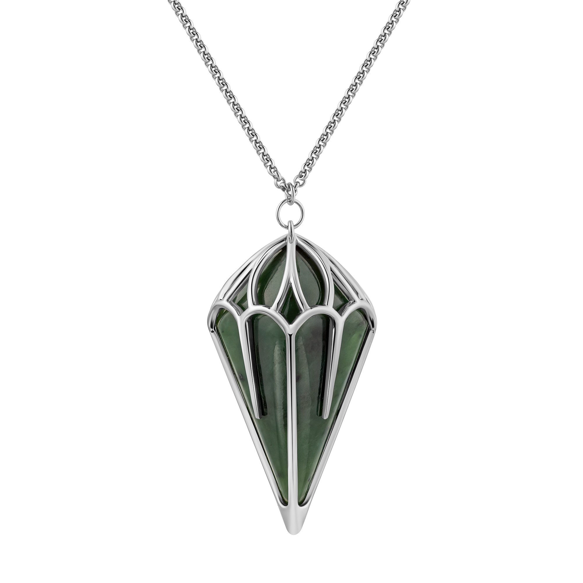 Кулон серебро и сибирский нефрит