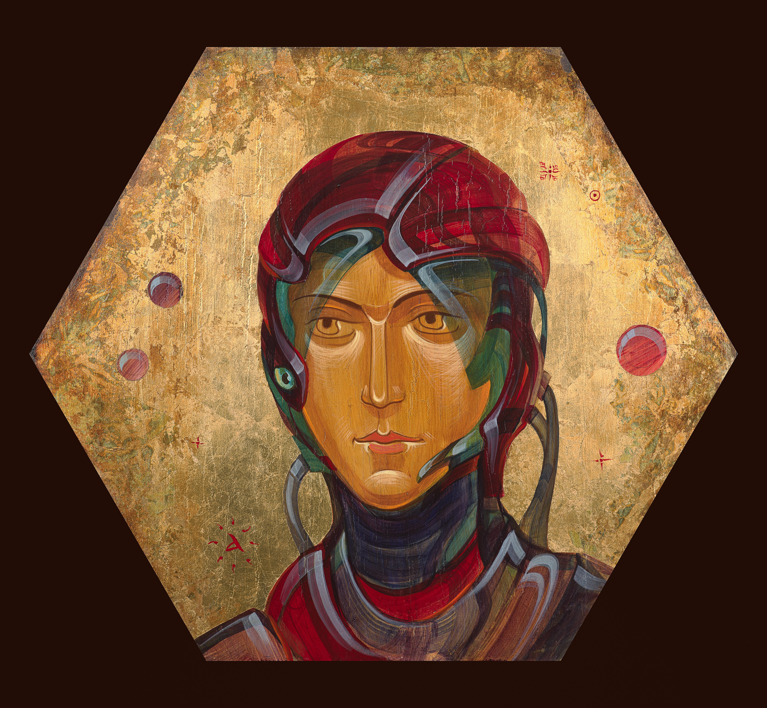 «Ама 12092024» - художник Антон Фролов (дерево, темпера, поталь, диаметр 60 см, 2024)