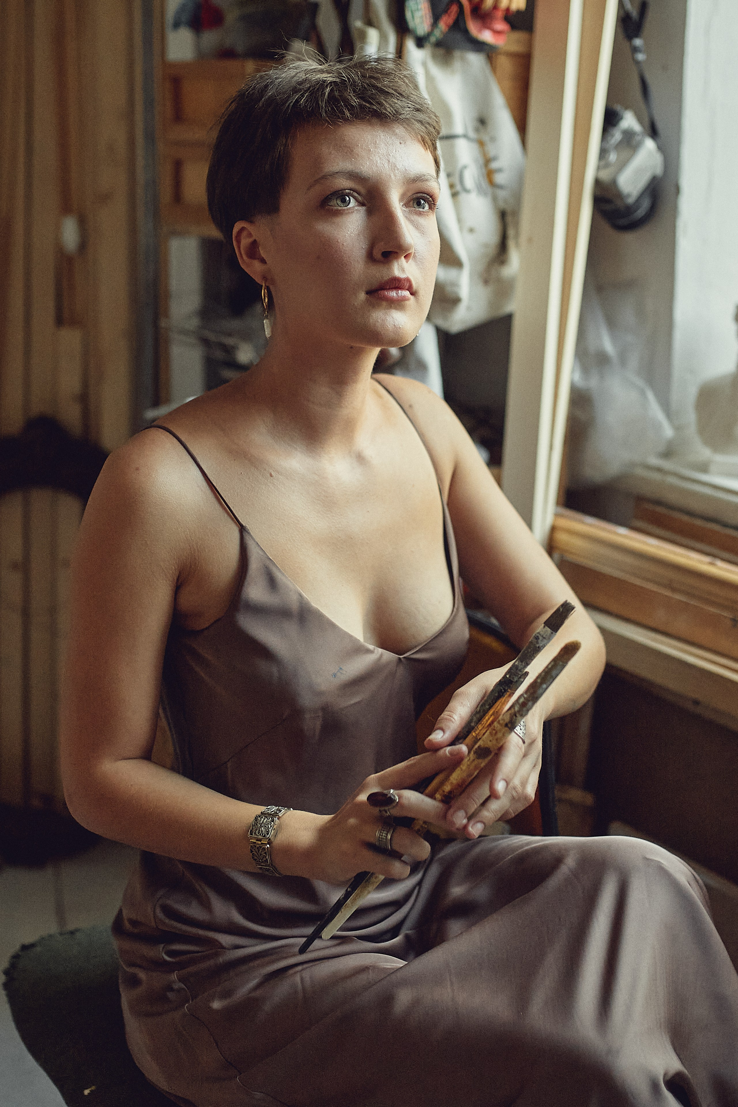 Съёмка в мастерской художника Лиды Железняк