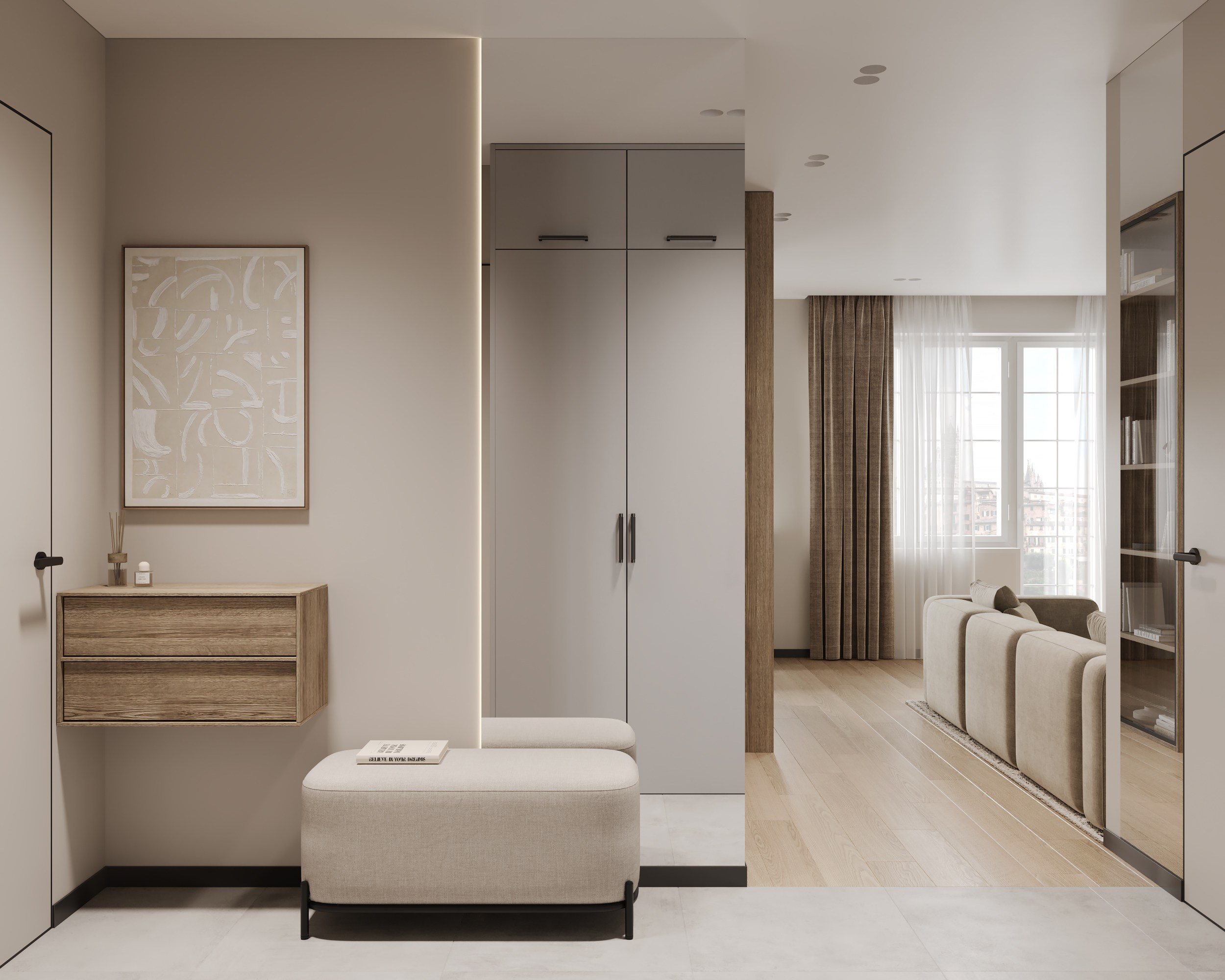 Modern Beige. Дизайн интерьера | 3D визуализация | Миланская Марина