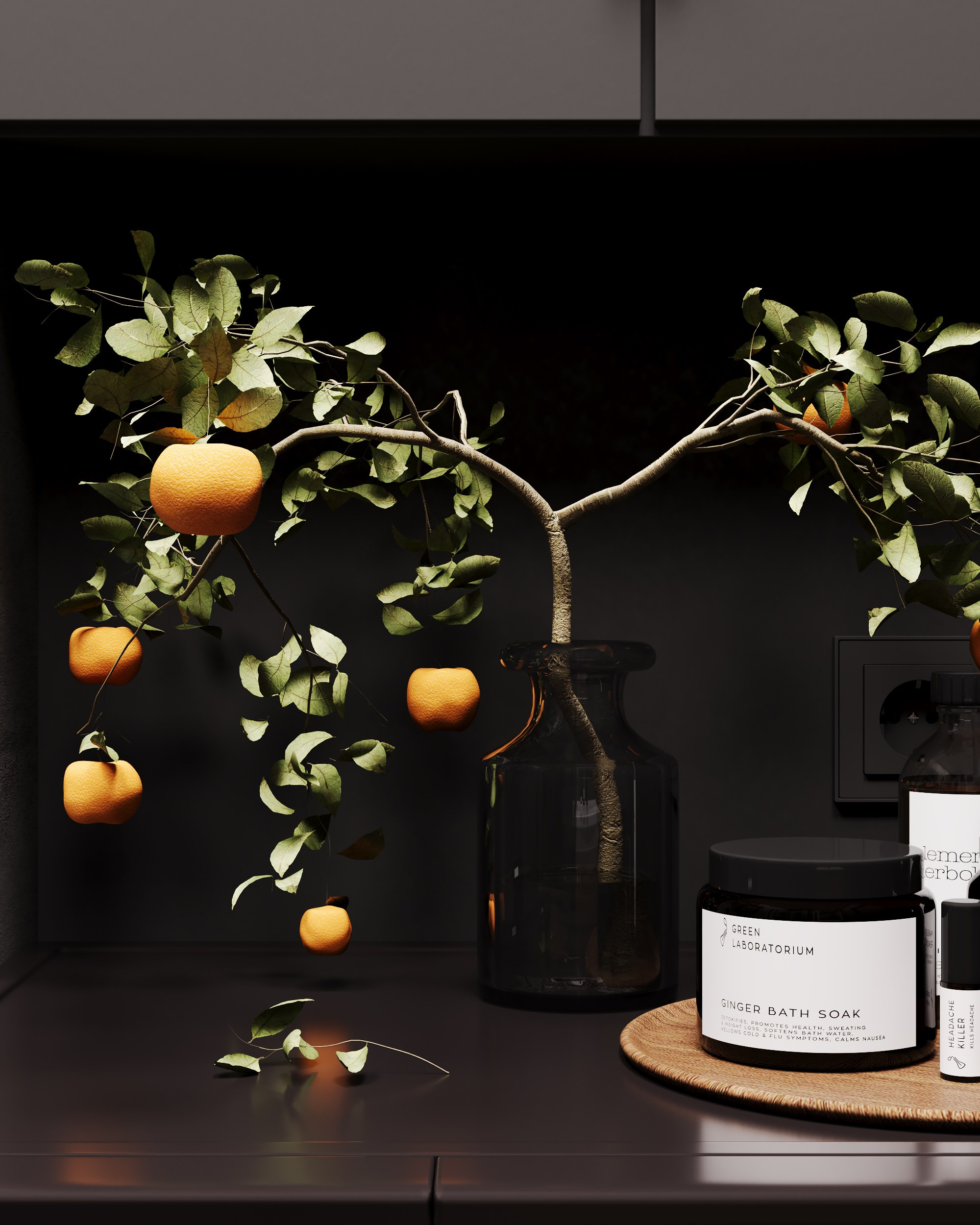 Black, winter bathroom. Дизайн интерьера | 3D визуализация | Миланская Марина