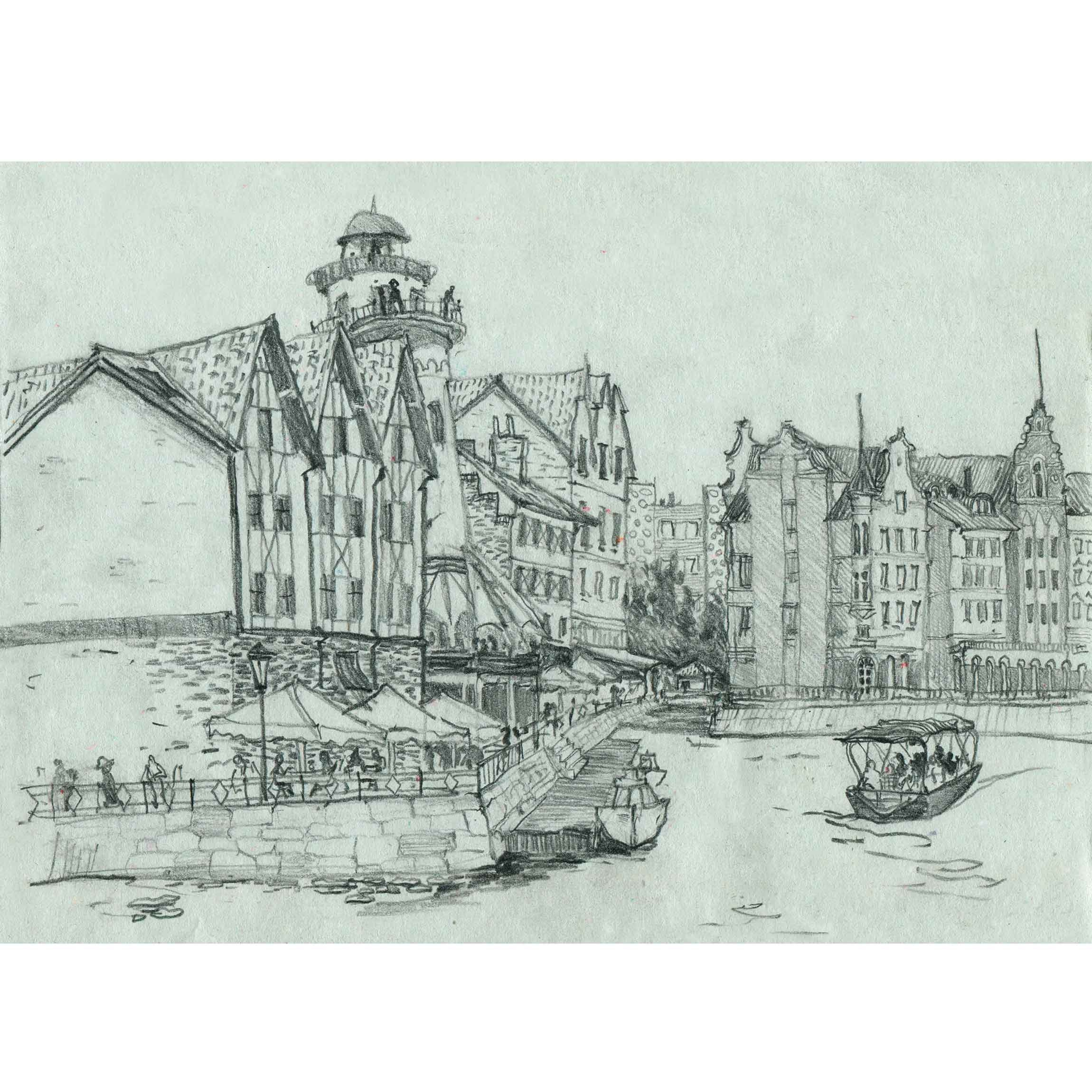 КАЛИНИНГРАД. карандаши графика художник Перепеченова Анна