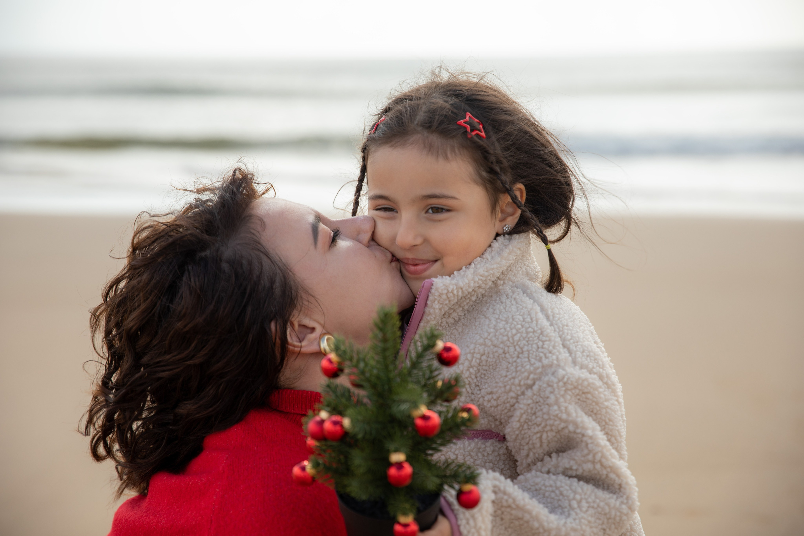 A tender moment between mother and daughter