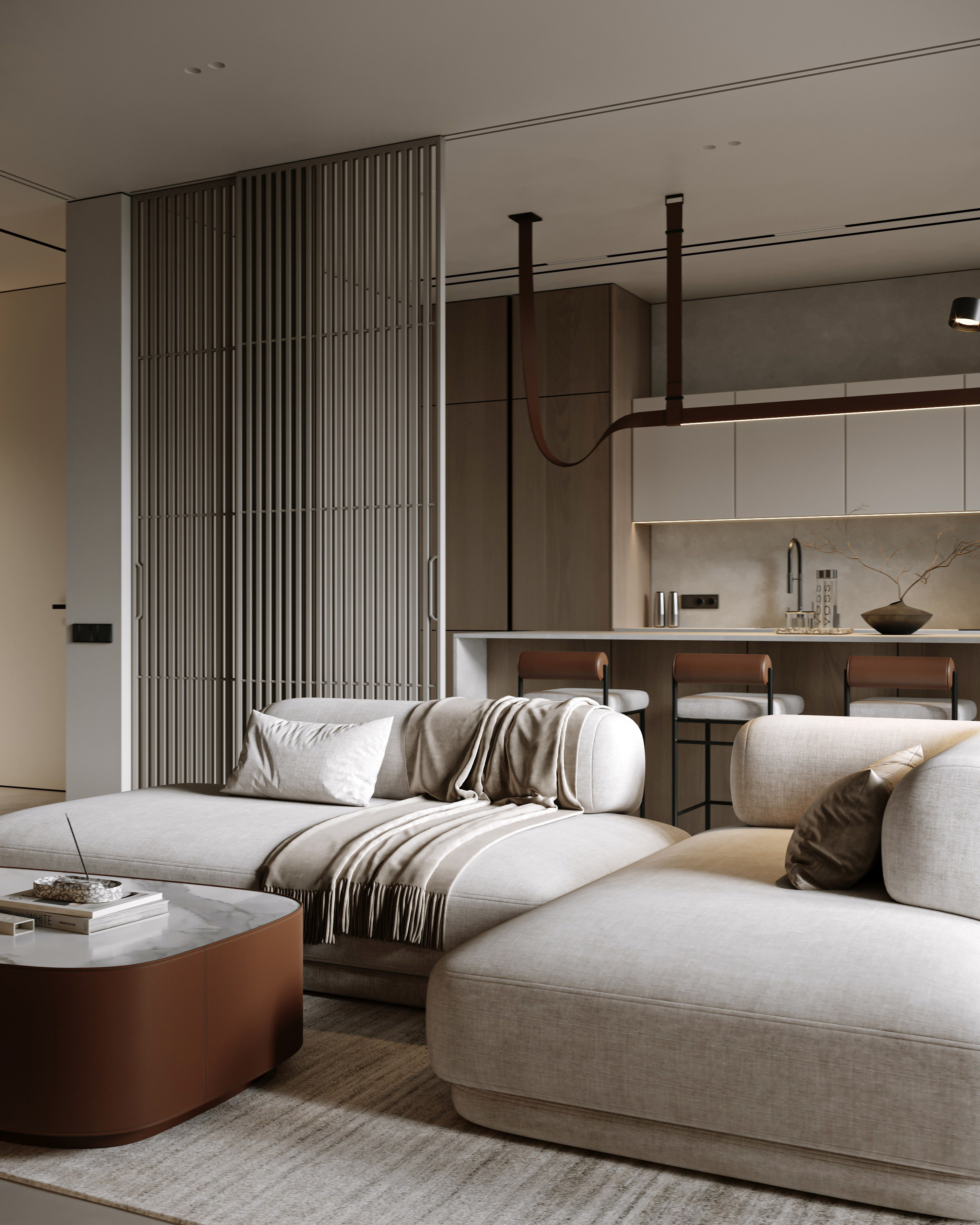 Дизайн-проект современной кухни-гостиной