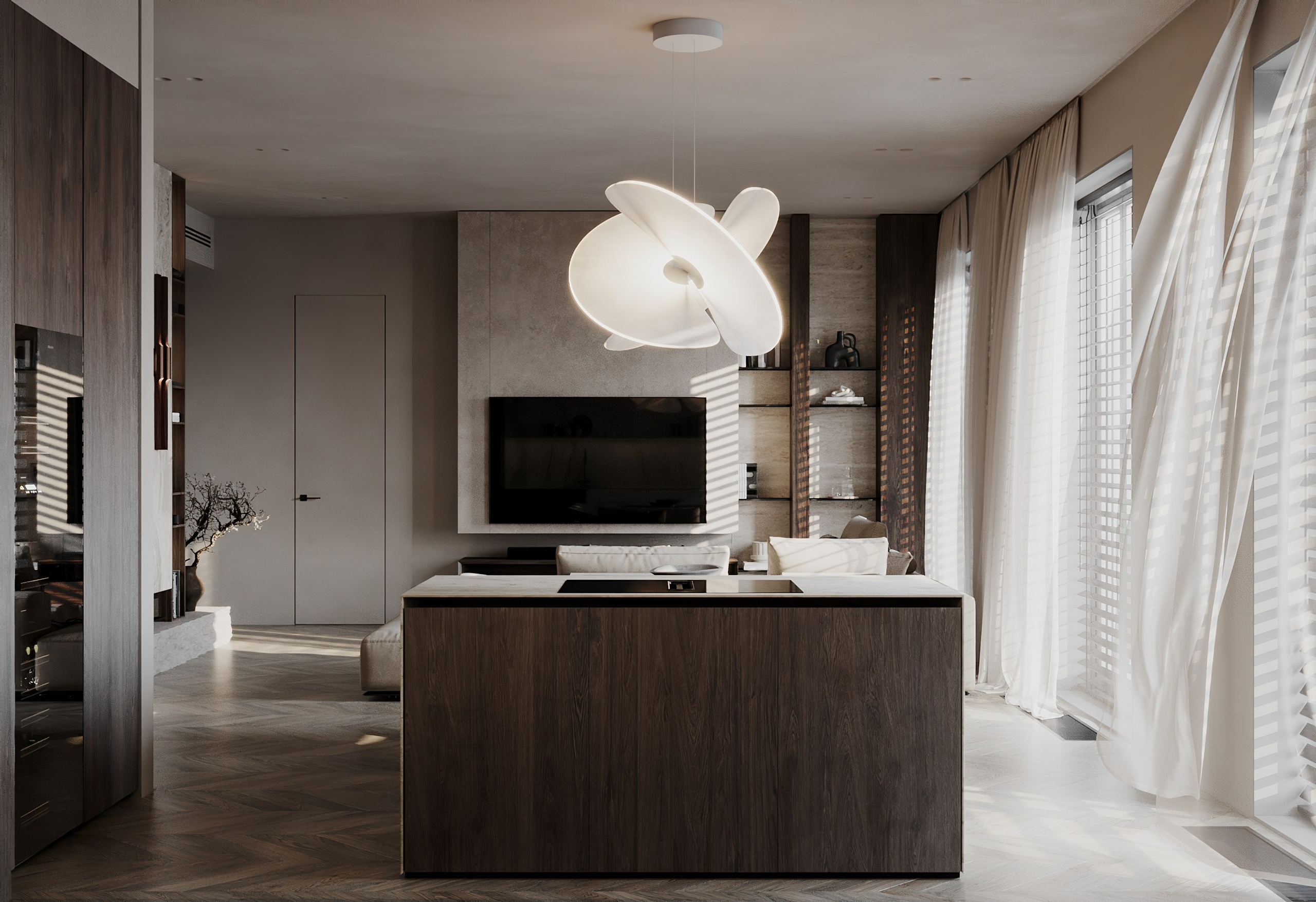 Кухня —гостиная ЖК Титул. Визуализатор Векшина Елена