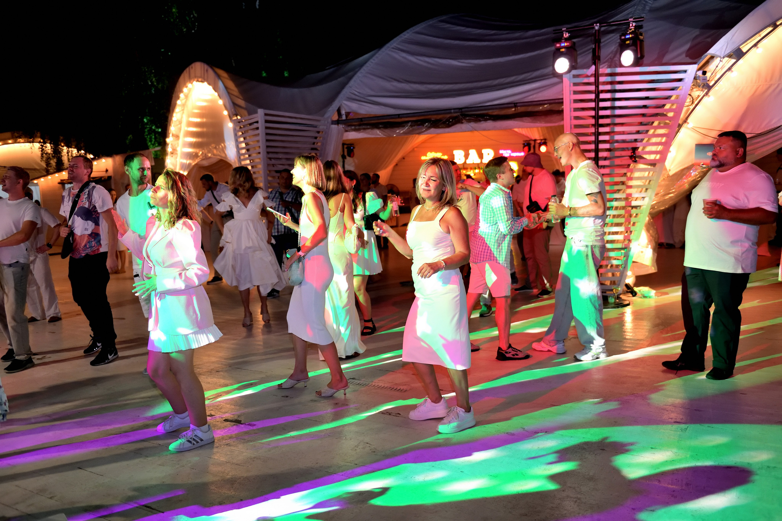 "Танцы сотрудников на летних корпоративах на концертах".