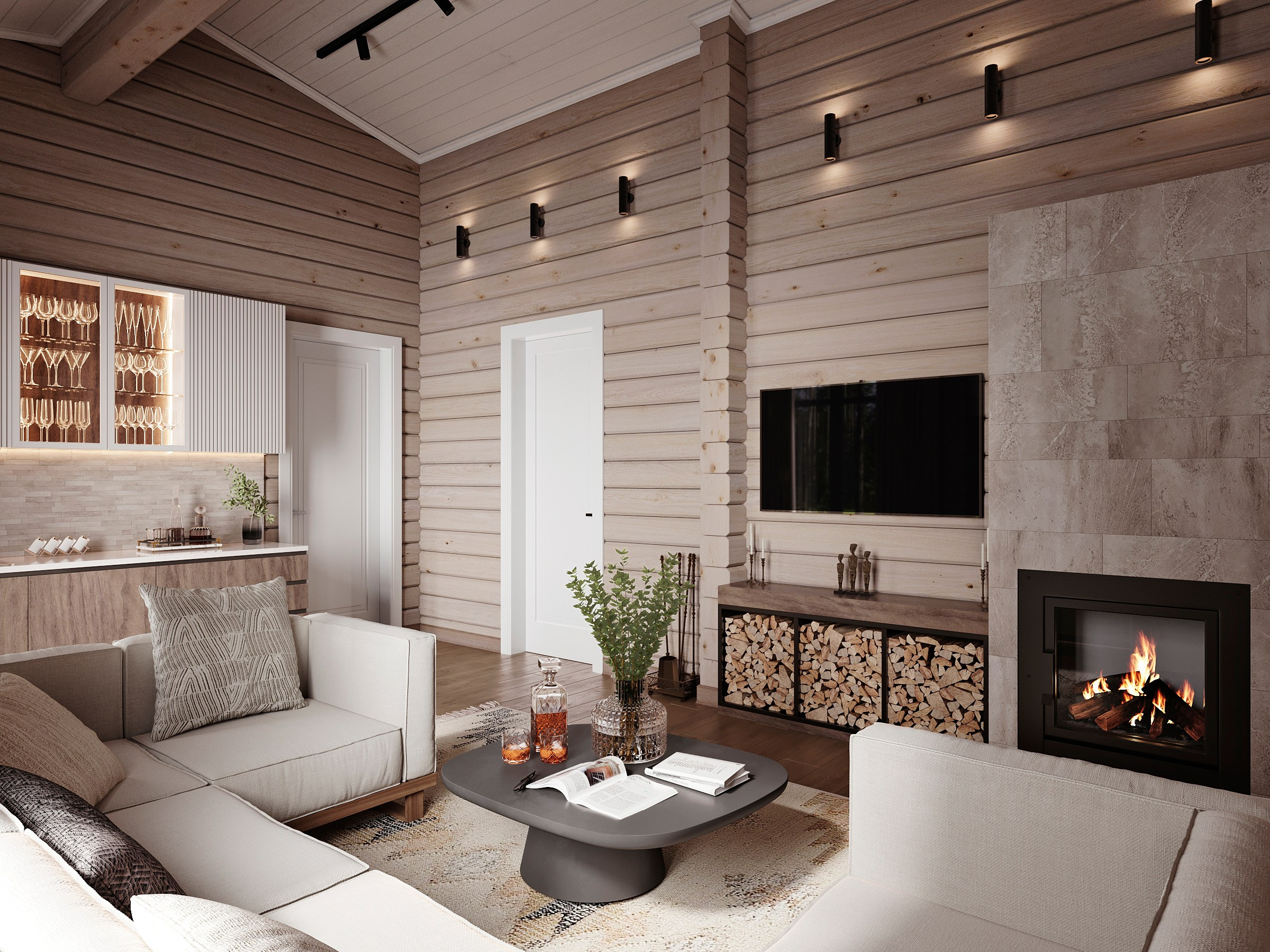 Дизайн интерьера в доме из бруса. Дизайн интерьера деревянных домов