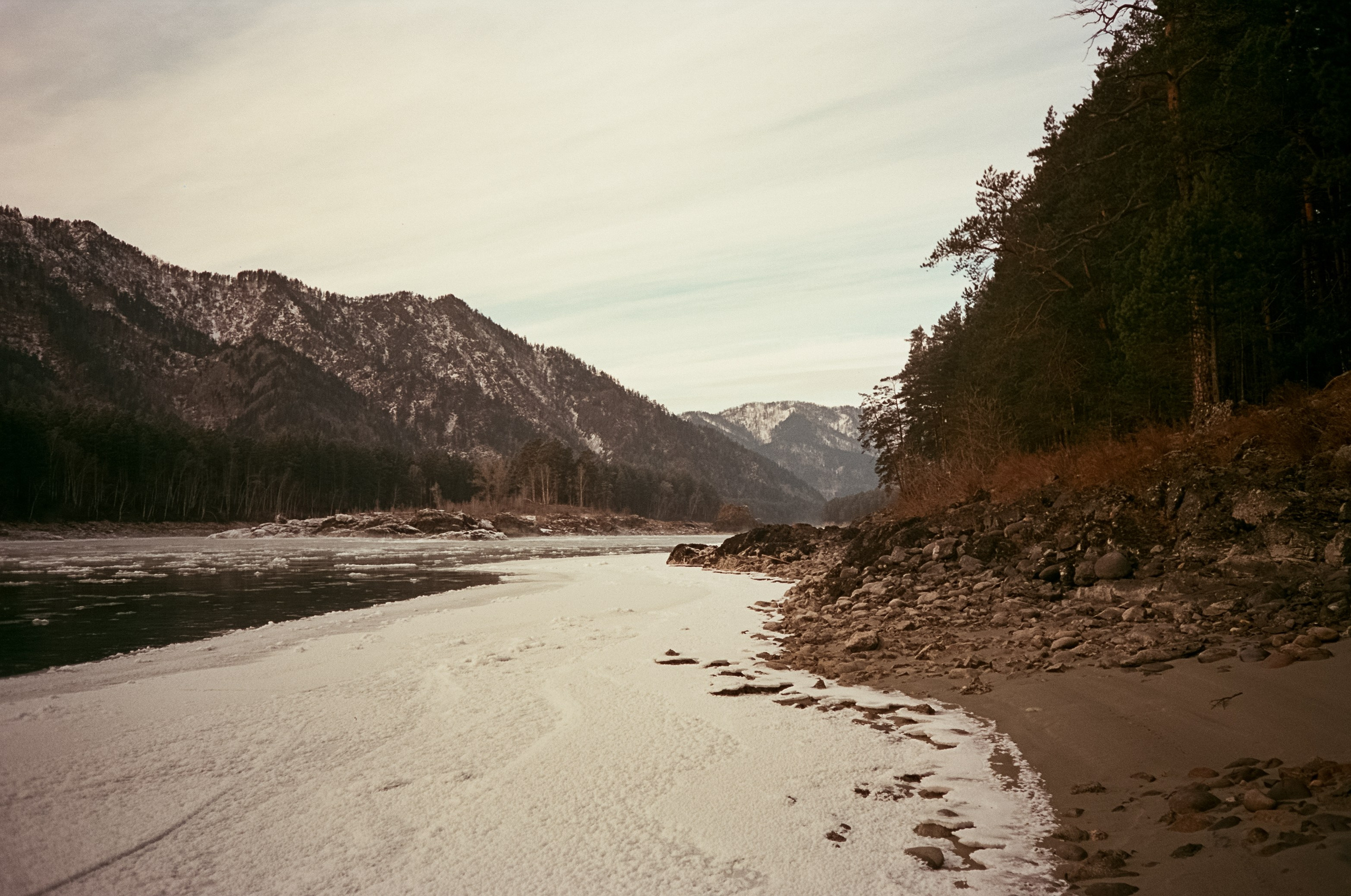 Кызыл-Таш и Семинская поляна. Катунь, пляж, мостки и сосны. Фотограф-документалист Мария Осокина