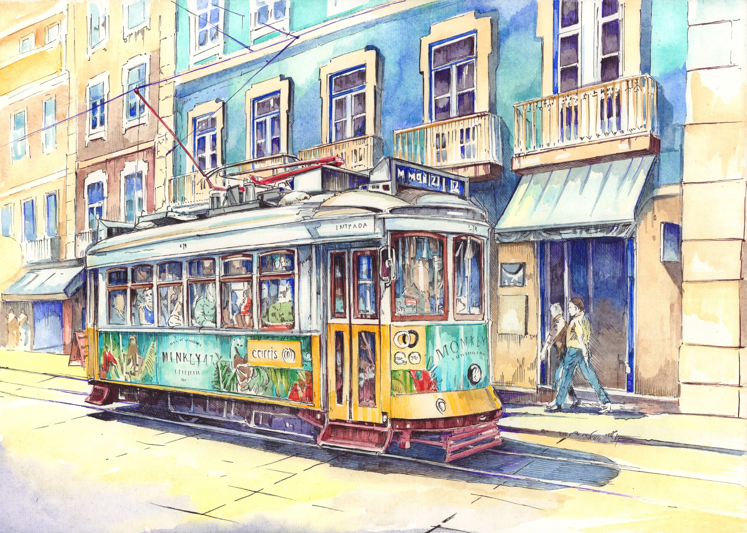 Трамваи. Художник Александр Петрунин