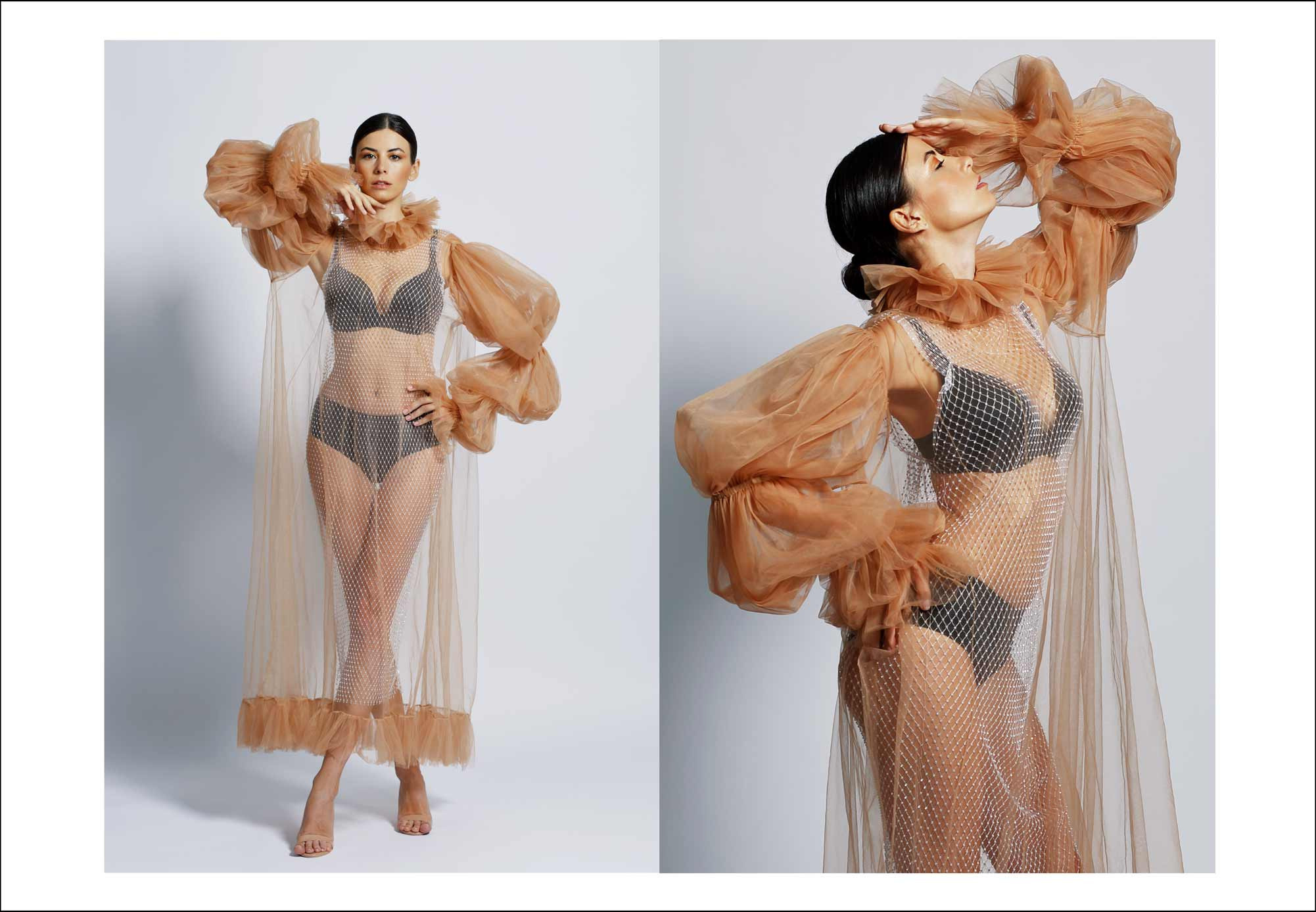 фотограф нижнего белья в студии, платье "Барокко", фотопозирование