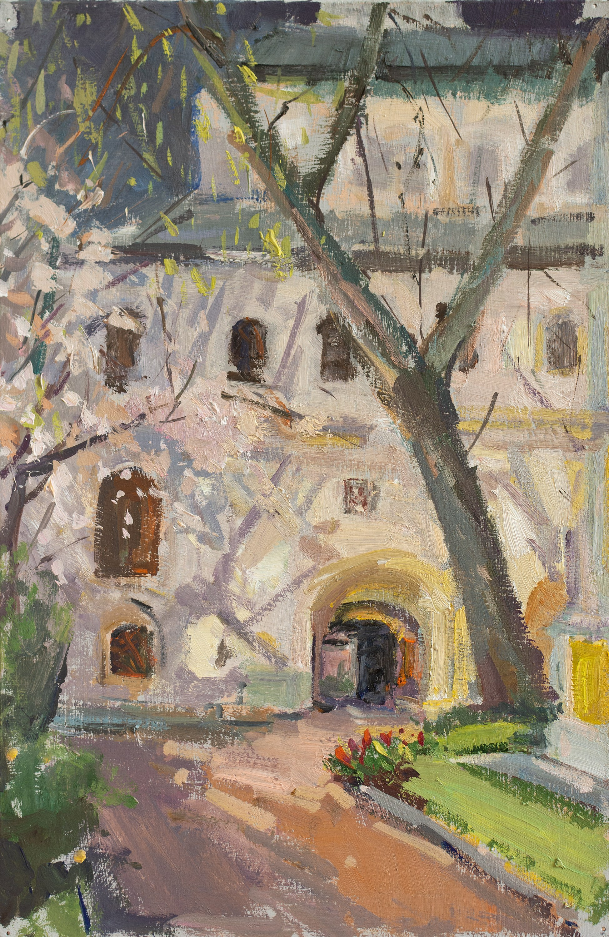 "Андреевский монастырь. Этюд" картон, масло 31х20см, 2025