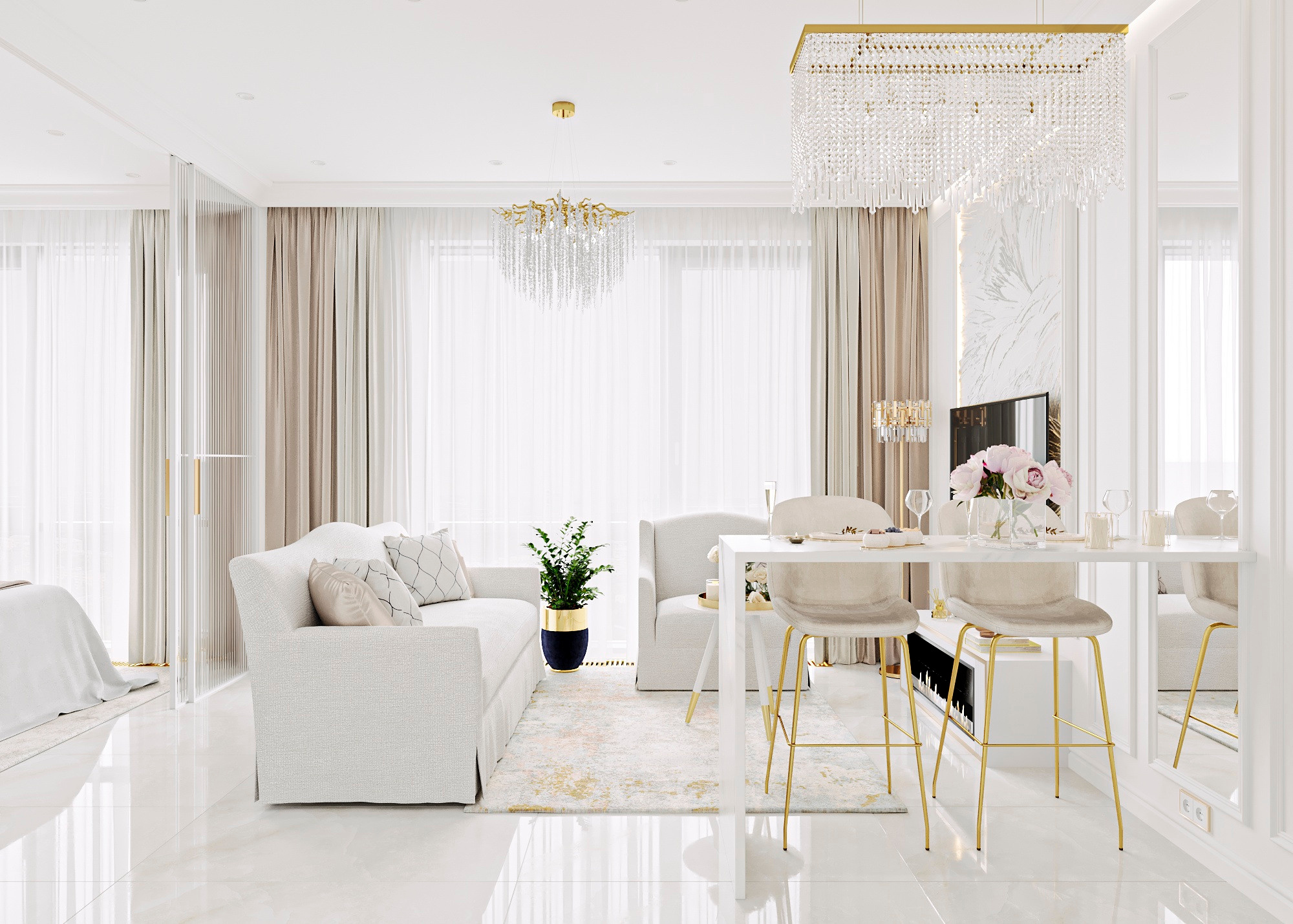 ЖК ФИЛИСИТИ (МОСКВА) 42 КВ.М. Irina Balykina — Interior 3D Visualisation