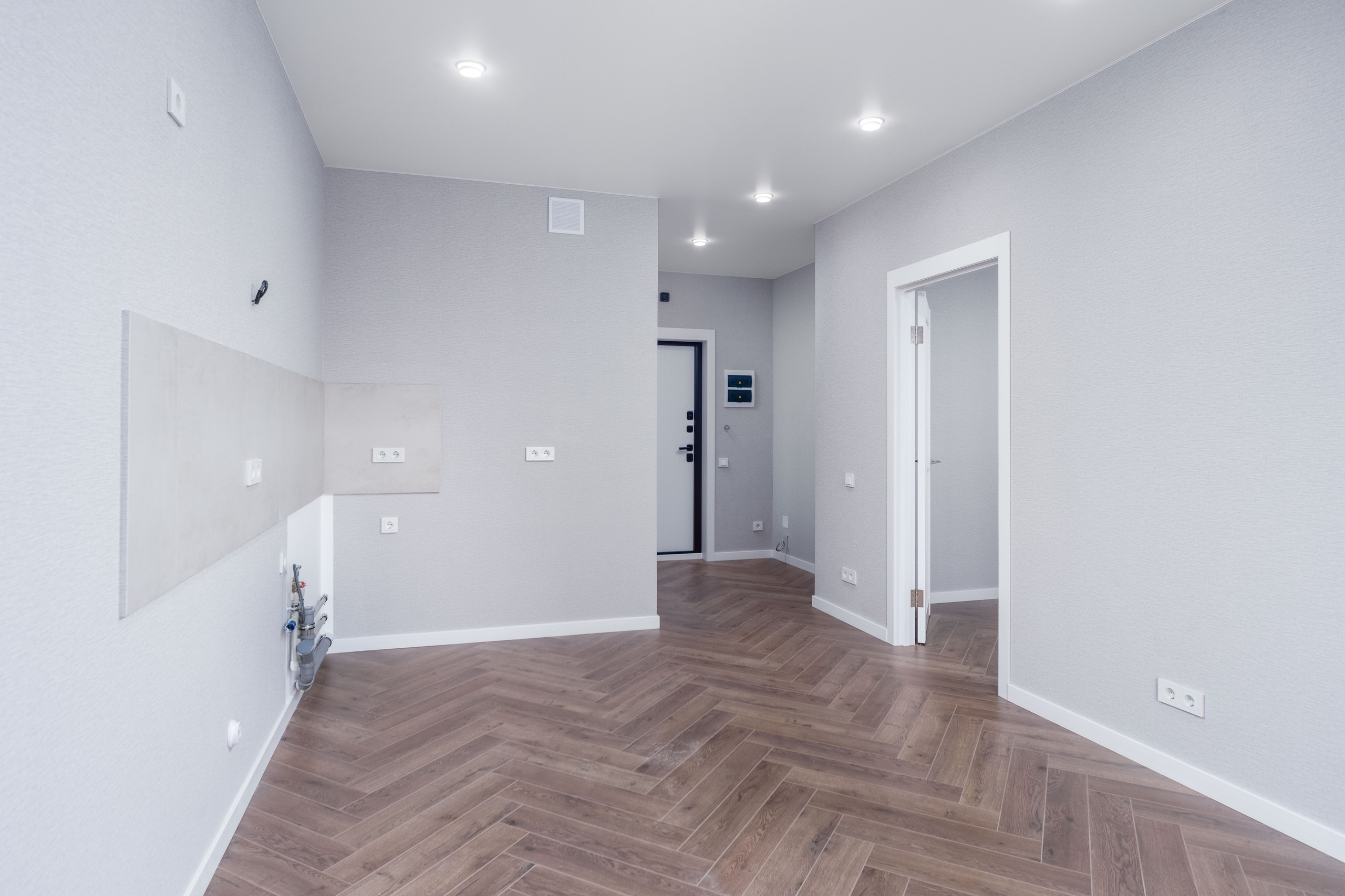 Фото интерьера кухни-гостиной в квартире в ЖК Новая Боровая