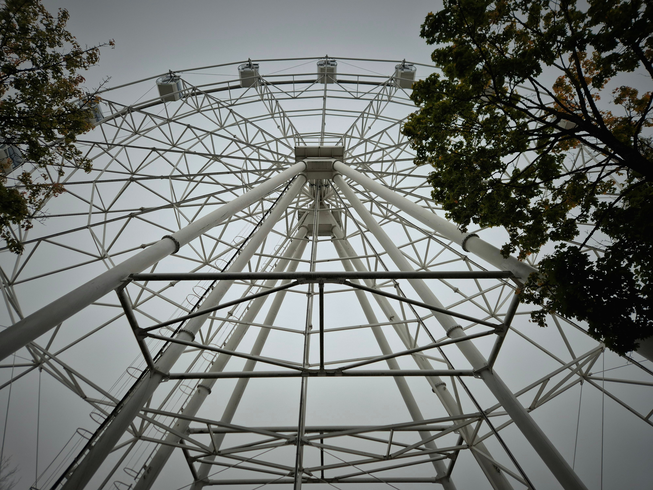 В какие-то моменты даже верхние кабинки колеса оказывались скрытыми