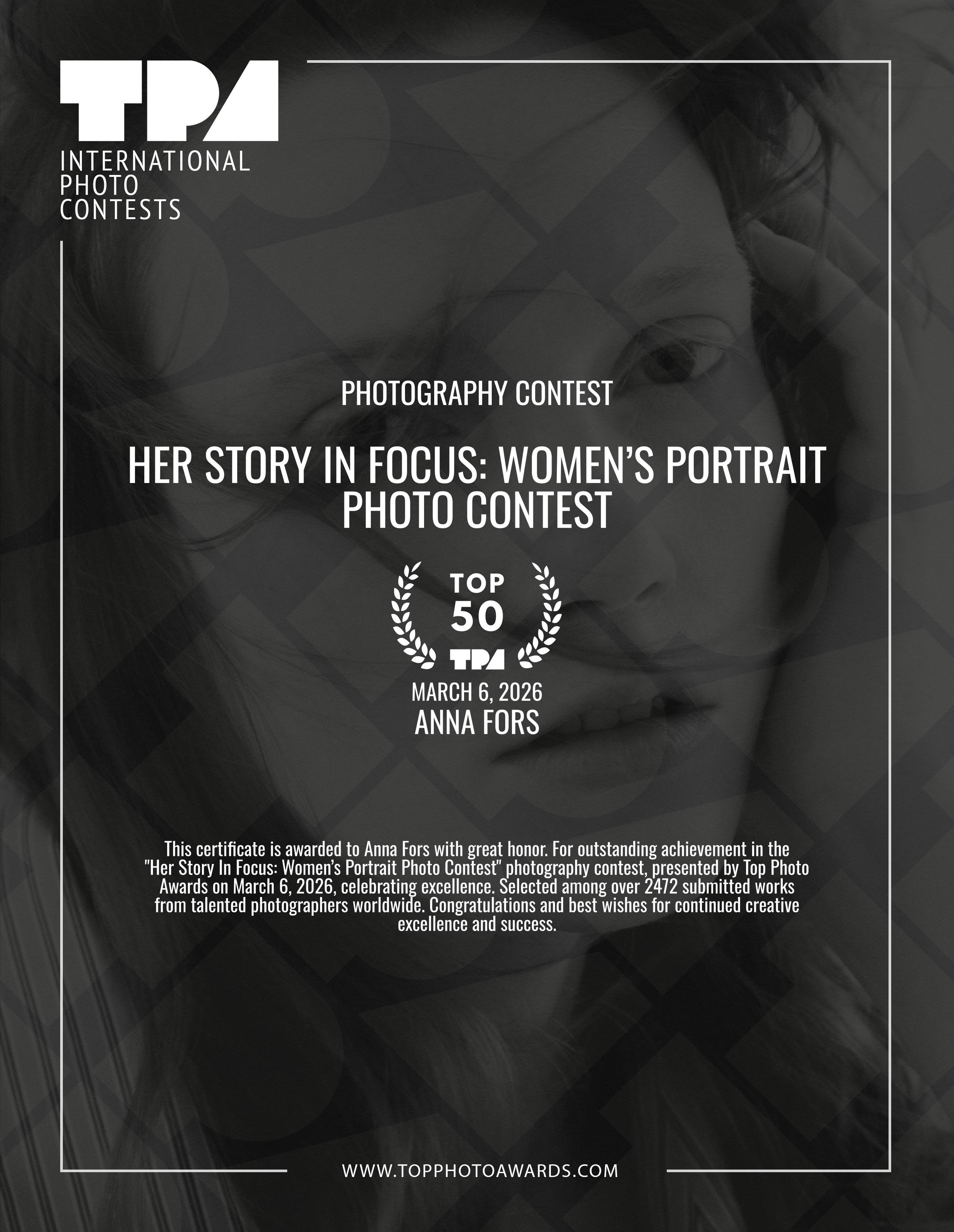 Награды фотохудожника Анны Форс — Победитель BICFP, TopPhotoAwards и финалист Liquida Grant. Арт-ню фотограф, Фотохудожник в Москве Анна Форс
