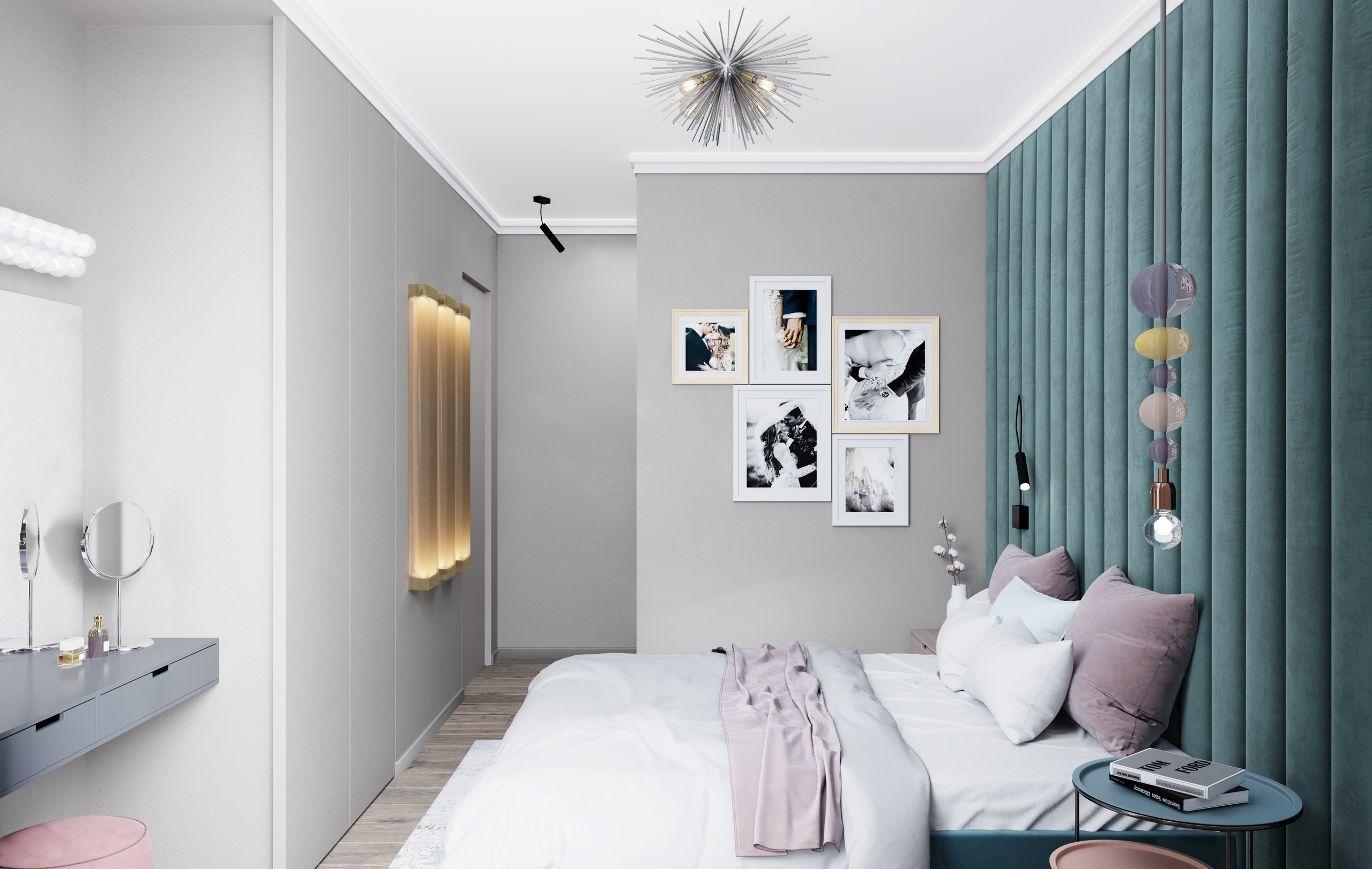 Дизайн студии для молодой девушки в Московской области. Дизайн-проект и авторский надзор в Москве