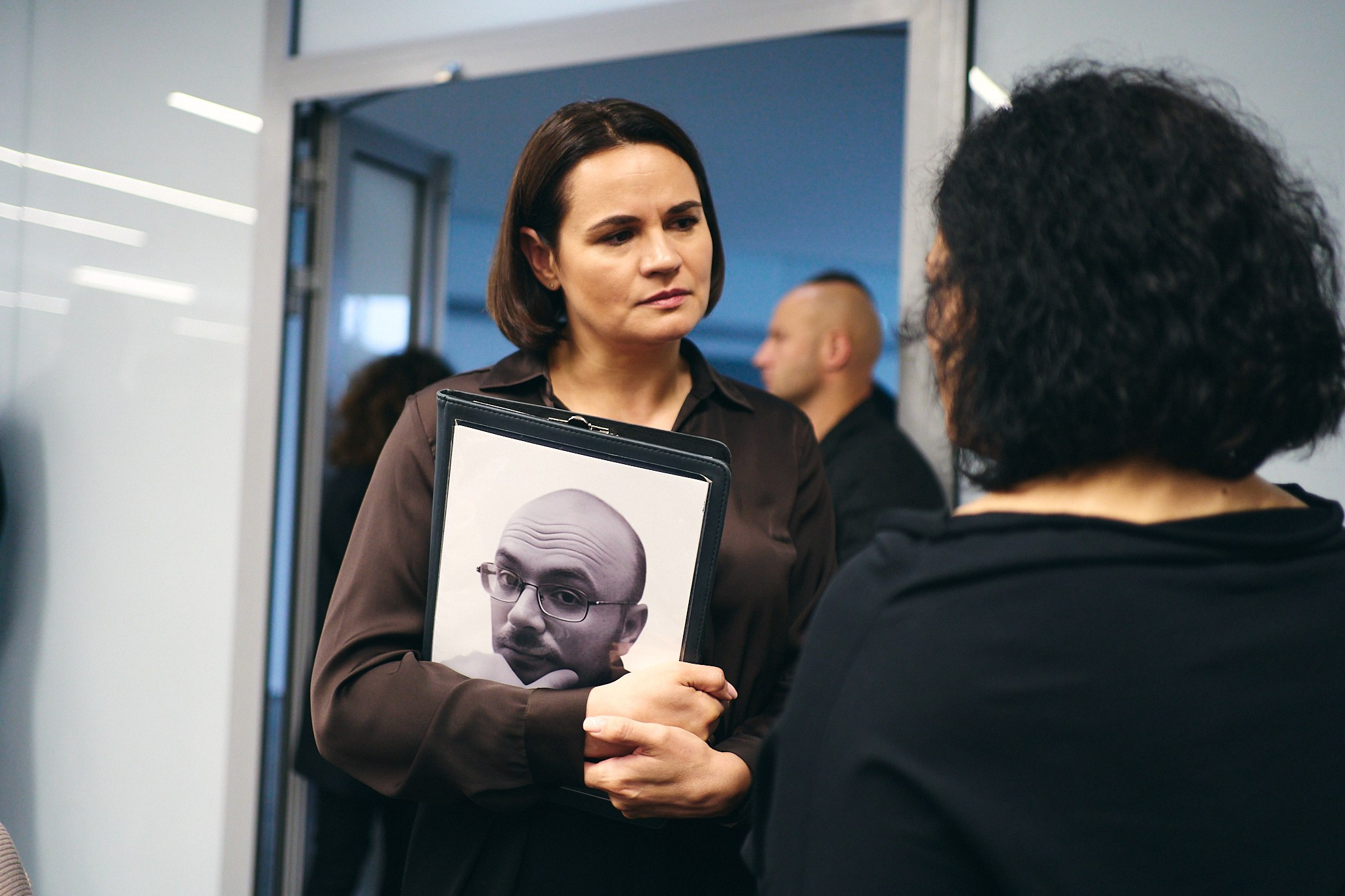 Press conference with Sviatlana Tsikhanouskaya and released political prisoners. Photographer in Vilnius