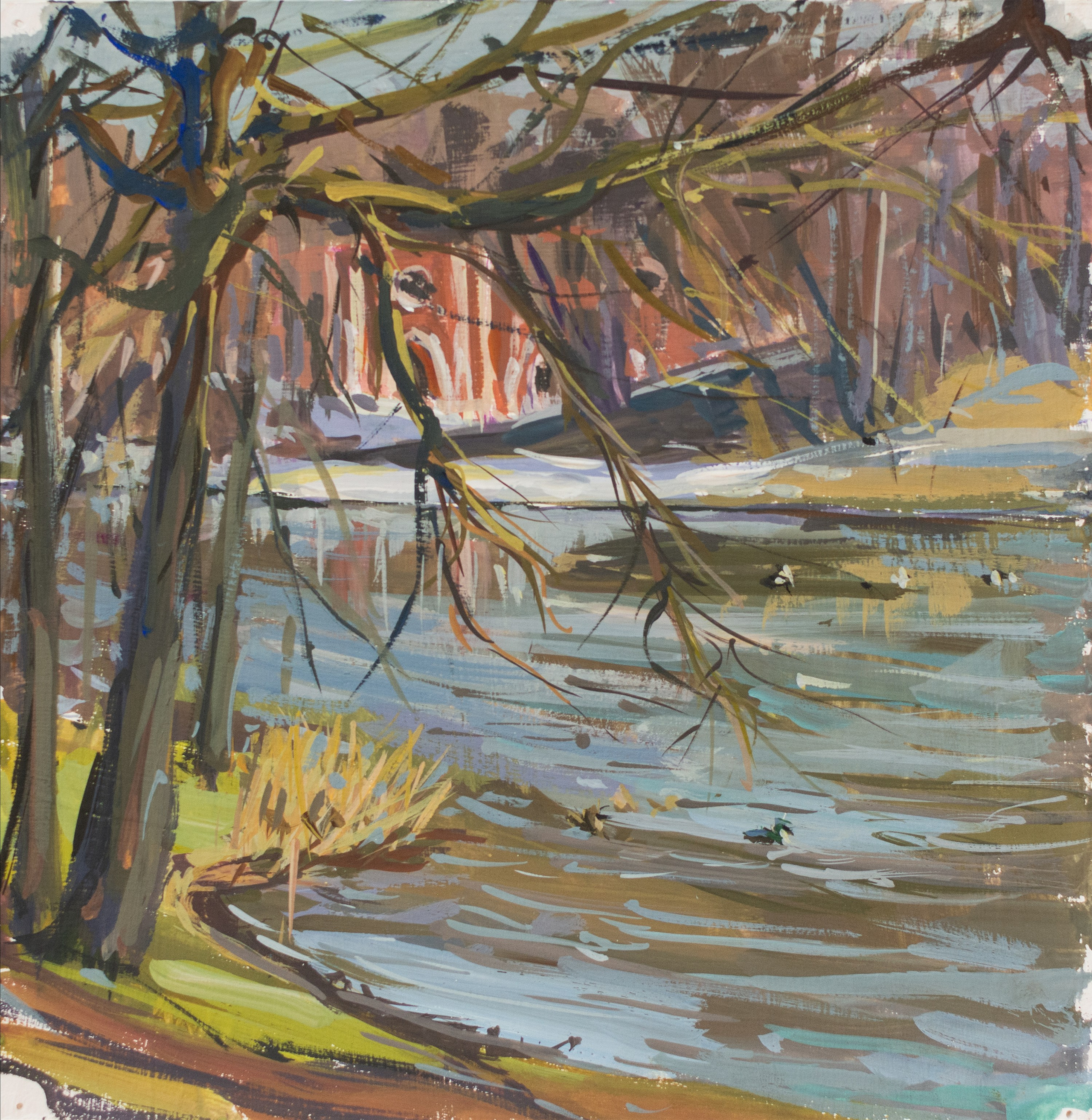 "A study. Ducks in Tsaritsyn pond" cardboard, gouache 19x19cm, 2026