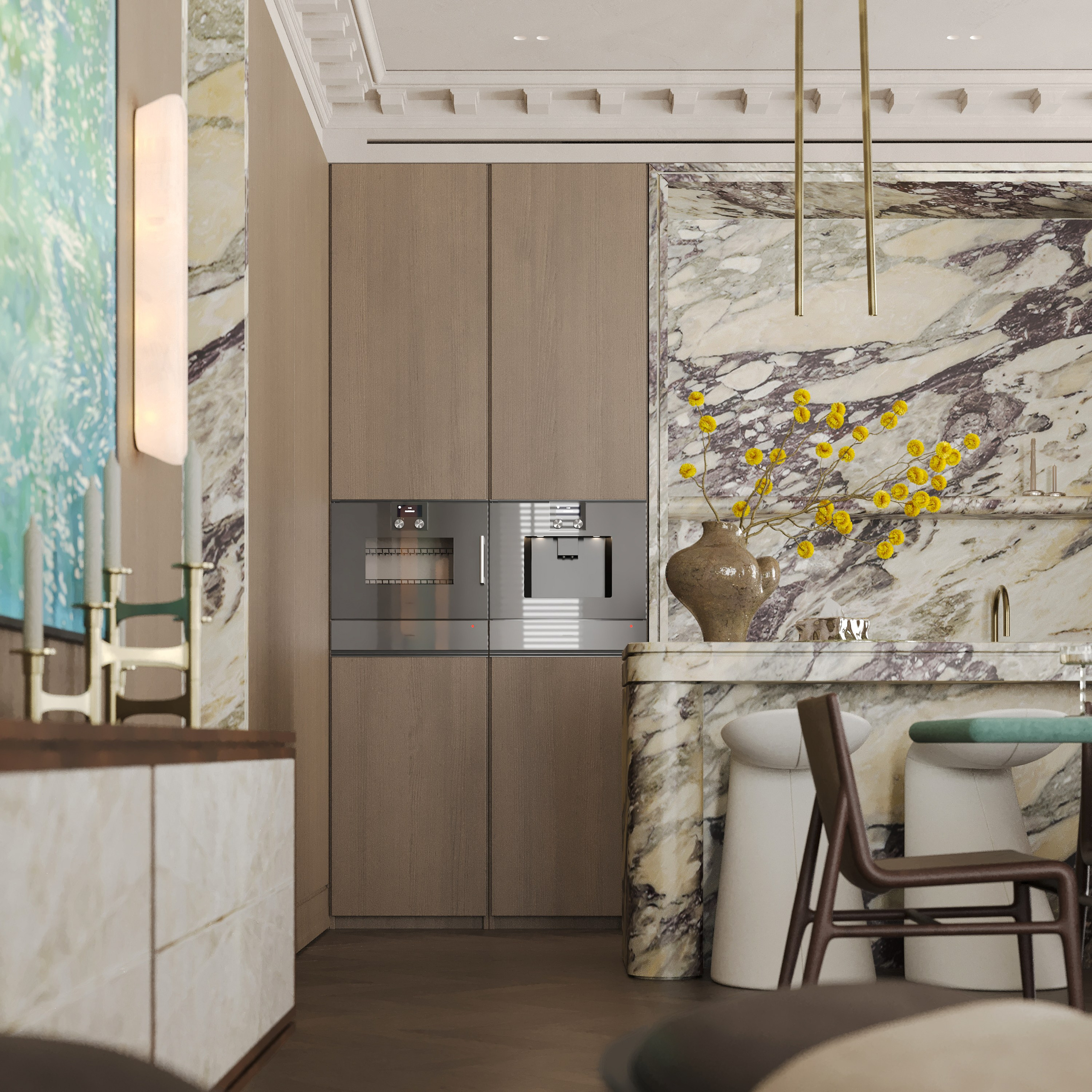 Сдержанная классика с элементами современности в квартире в Москве 135 m². SHAIMERDINOVA INTERIORS