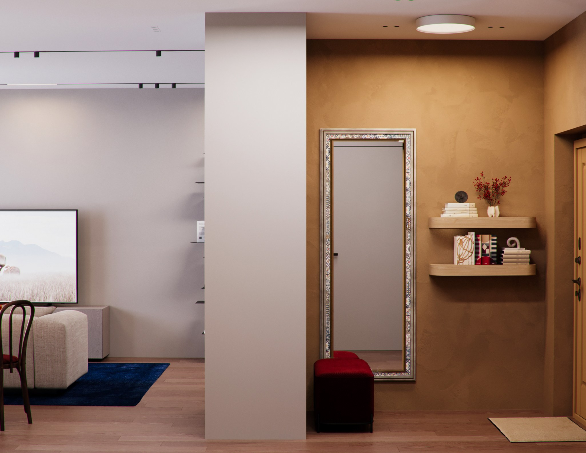 Квартира для молодой пары с этническим декором 60 m². SHAIMERDINOVA INTERIORS