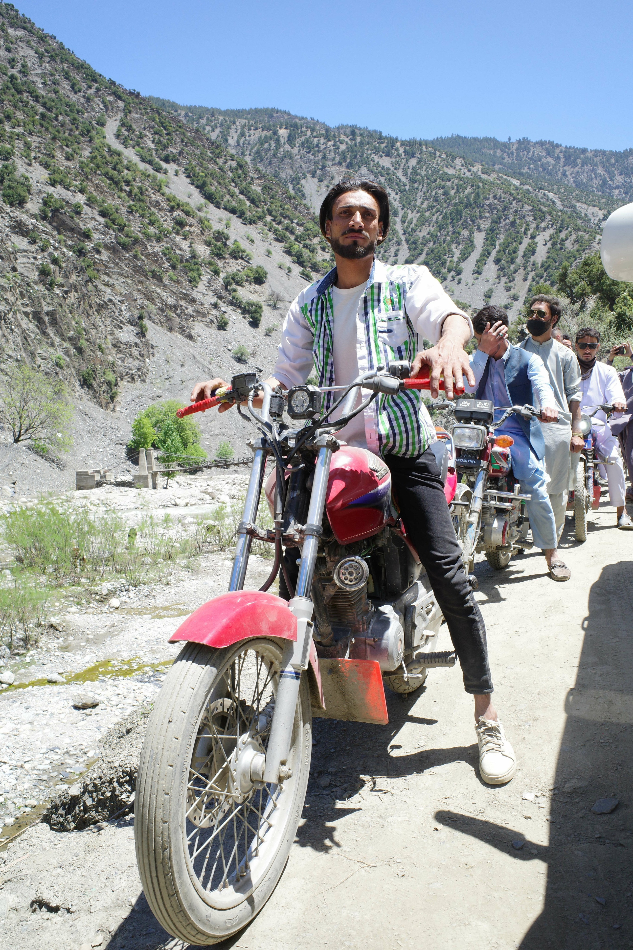 Traffic jam in the mountains on the way to the festival