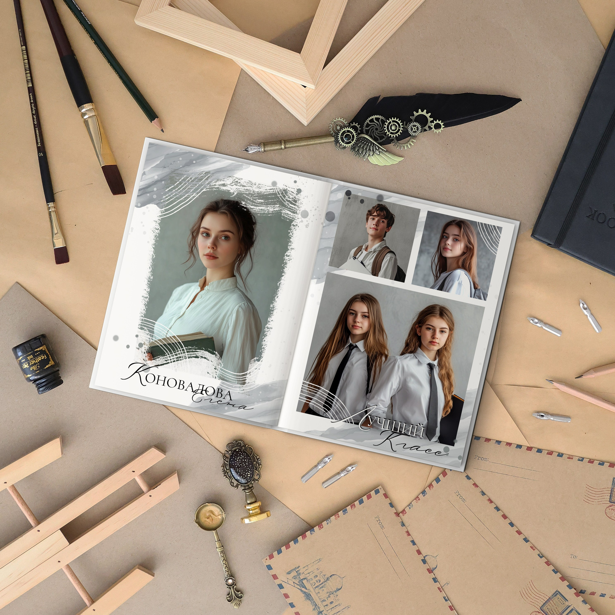 Дизайн для старших 9-11 классов «GREY» серый. Medlori fotobook Выпускные альбомы в Липецке Лариса Медведева