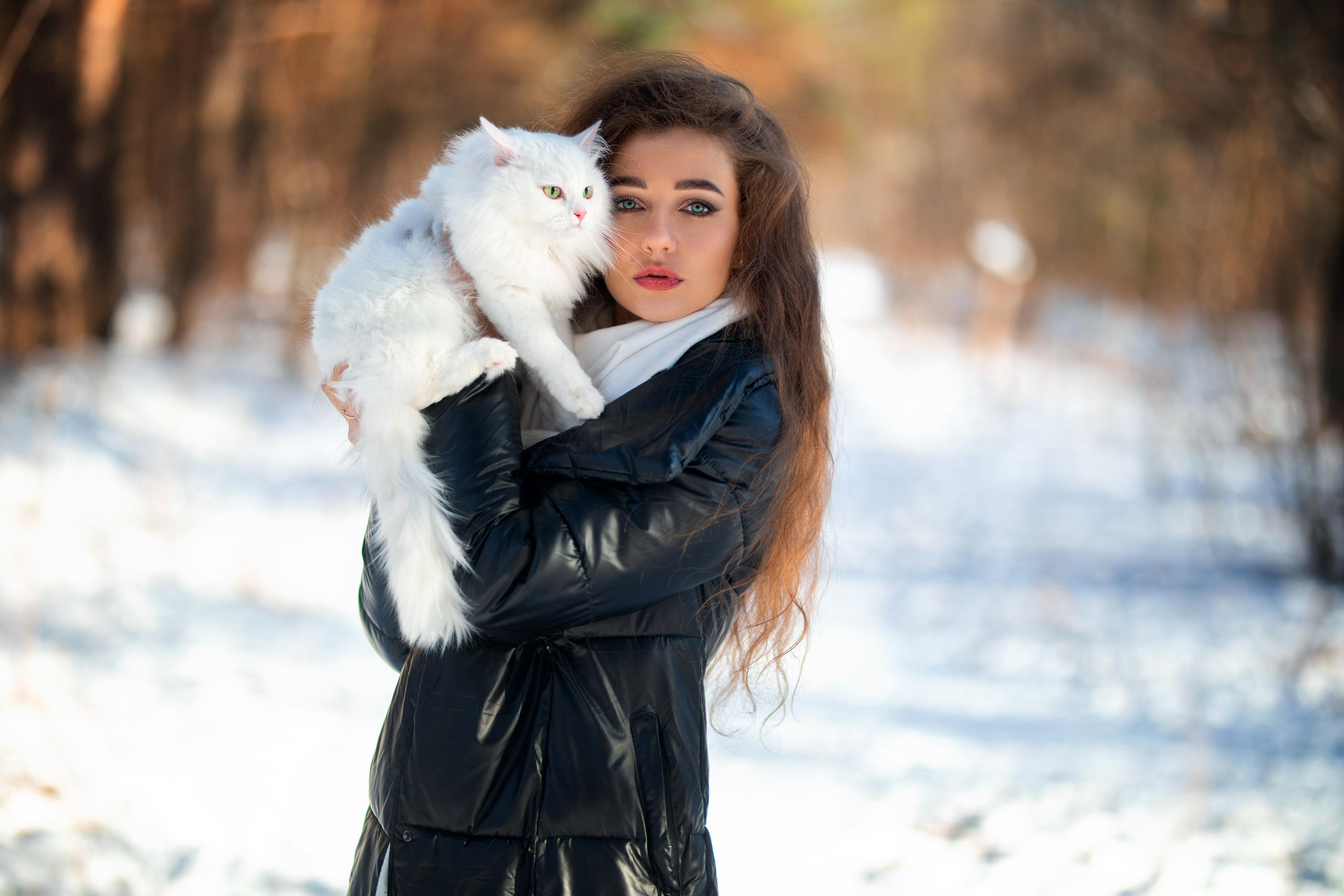 Фотосет с кошкой Евой зимой на улице с Дианой в формате для «себя»