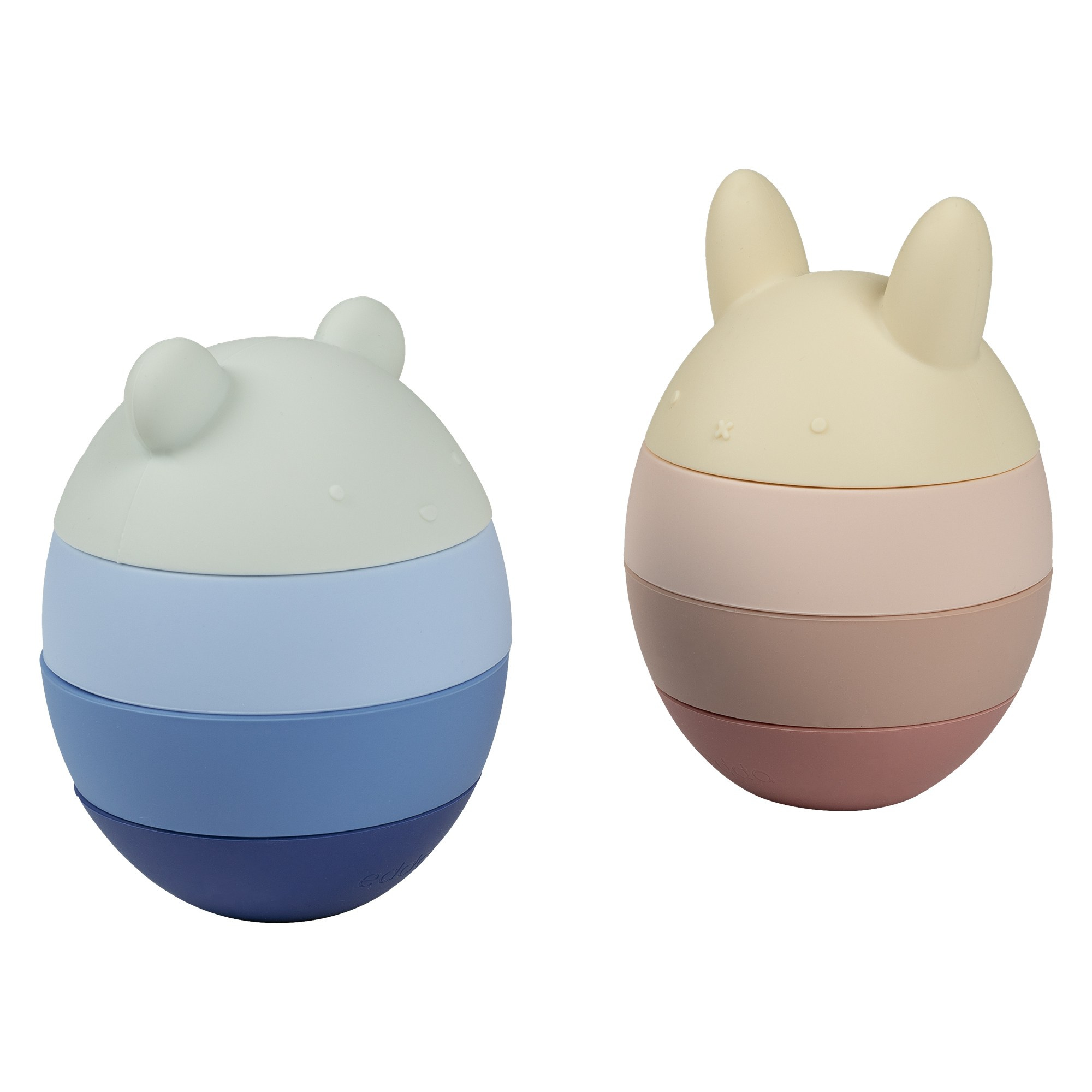 Два мишки пирамидки собранные розовый и синий