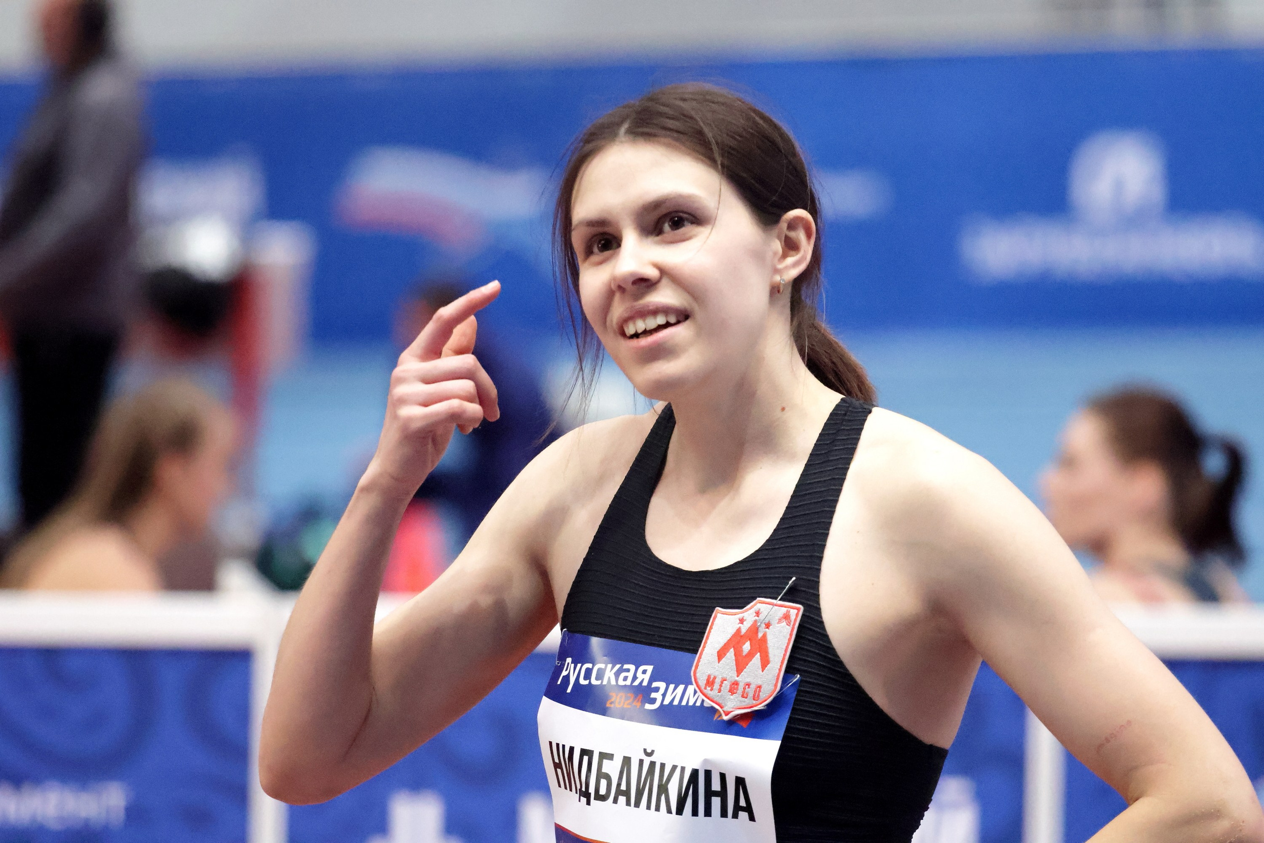 Победительницы в тройном прыжке на соревнованиях Руссках зима  Дарья Нидбайкина (14.06 м)