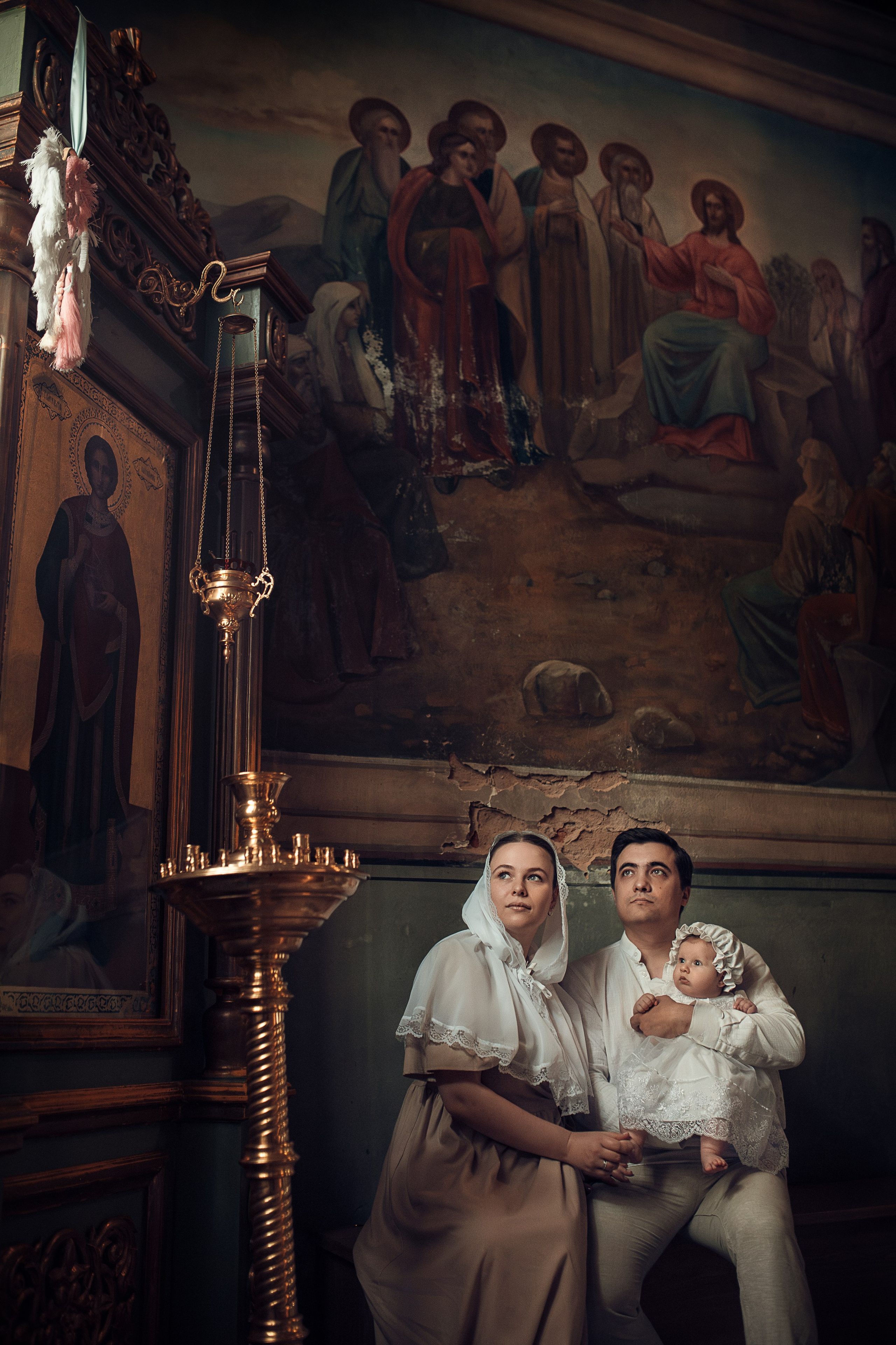 Фотосессия крещения младенца в Болтино