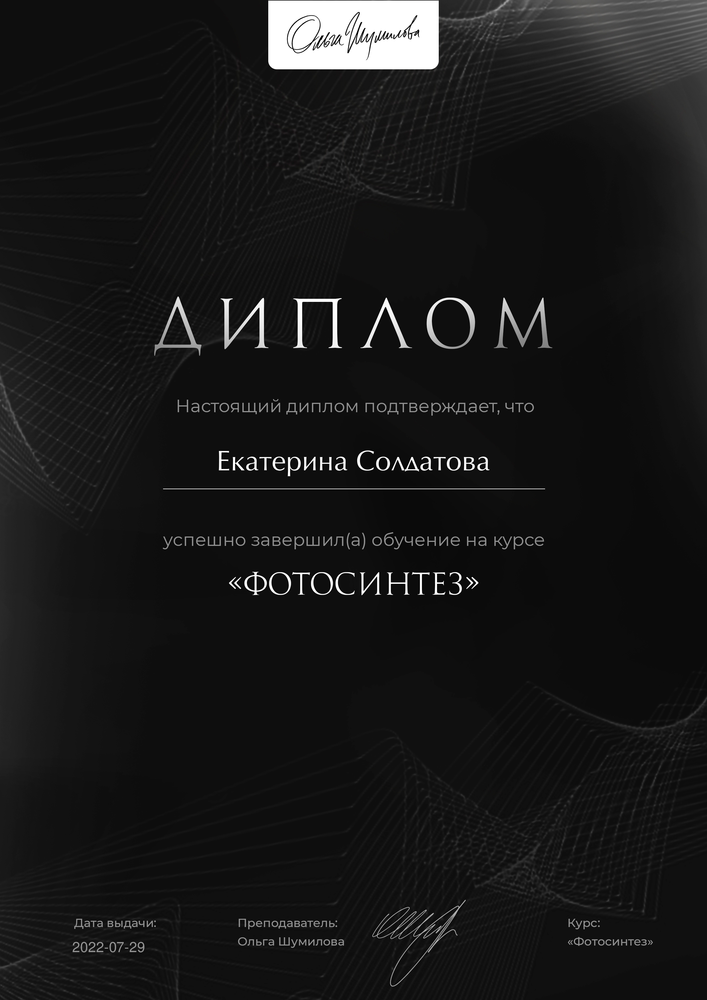 Сертификаты обучения. Семейный и детский фотограф в г. Севастополь Екатерина Солдатова